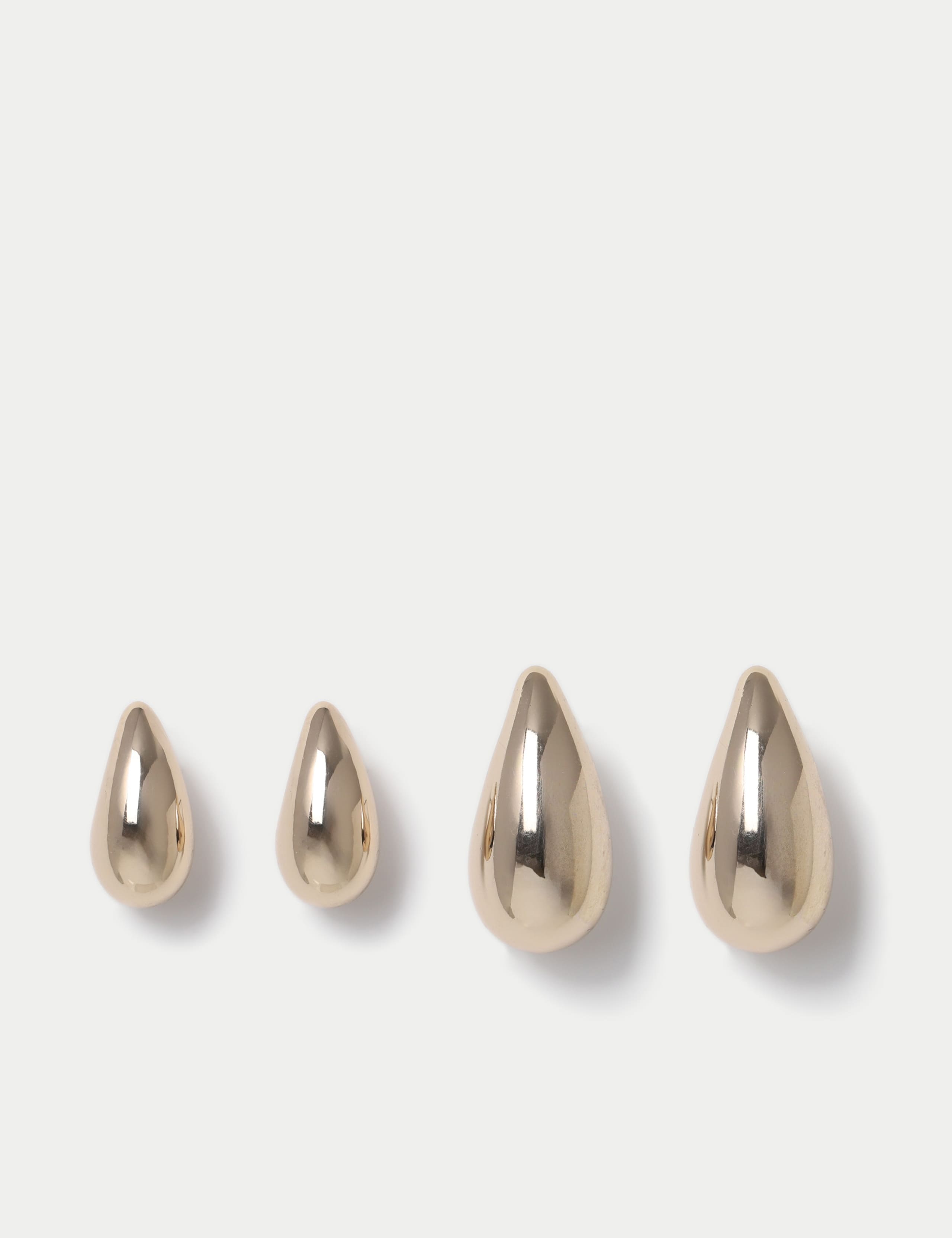2 Pack Silver Tone Dome Tear Drop Earrings 2 of 2