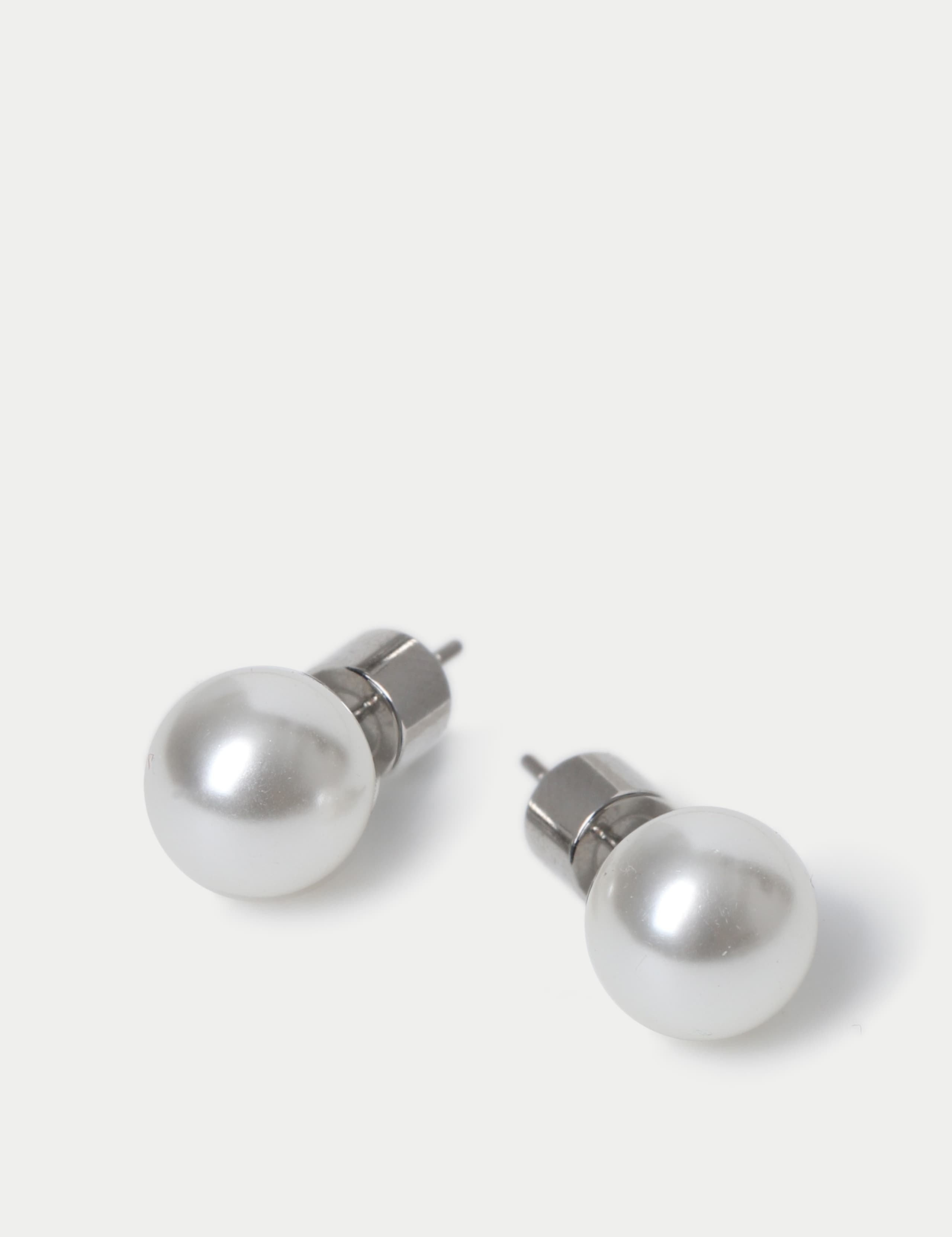 Pearl Effect Stud Earrings 2 of 2
