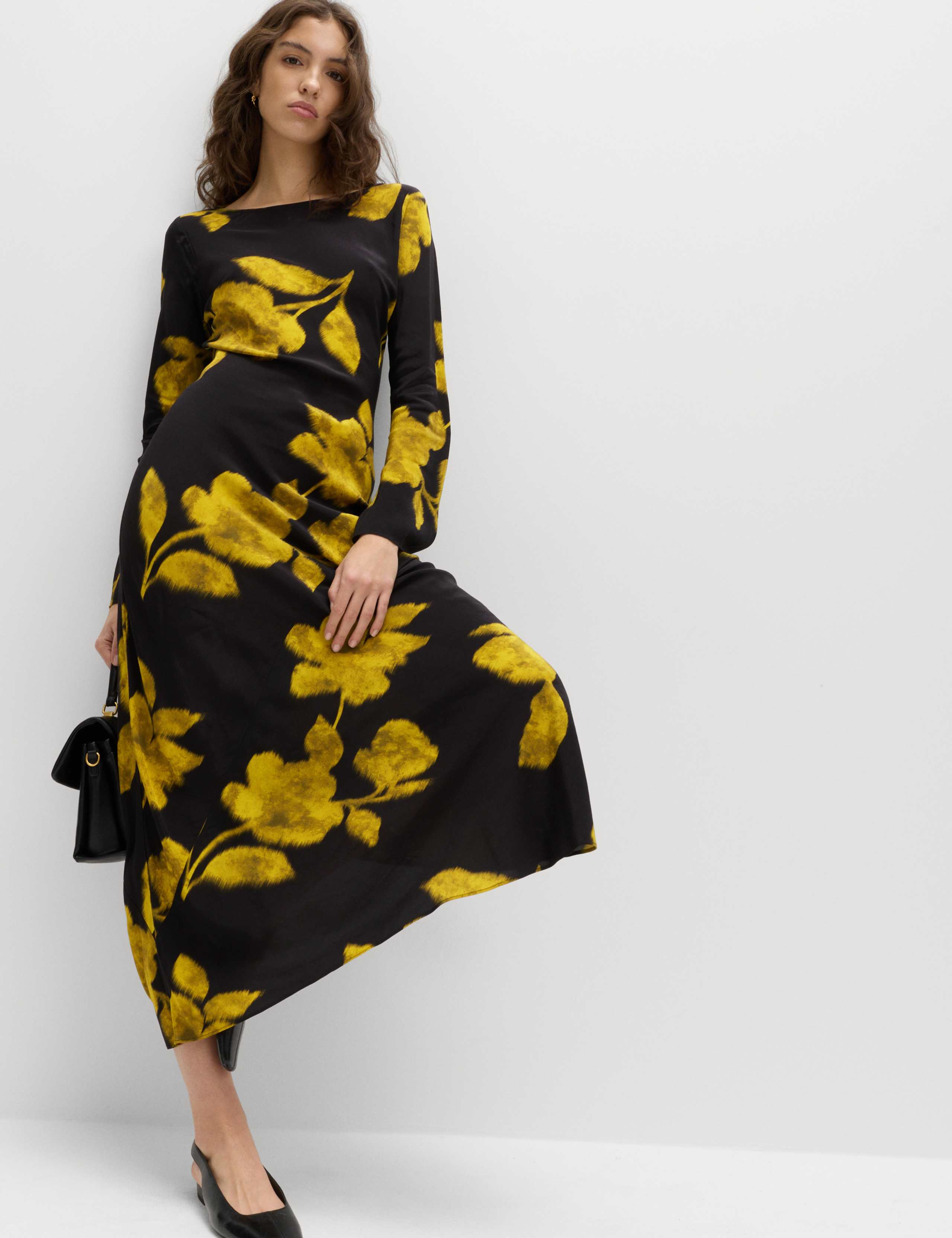 Floral Long Sleeve Midaxi Skater Dress 1 of 5