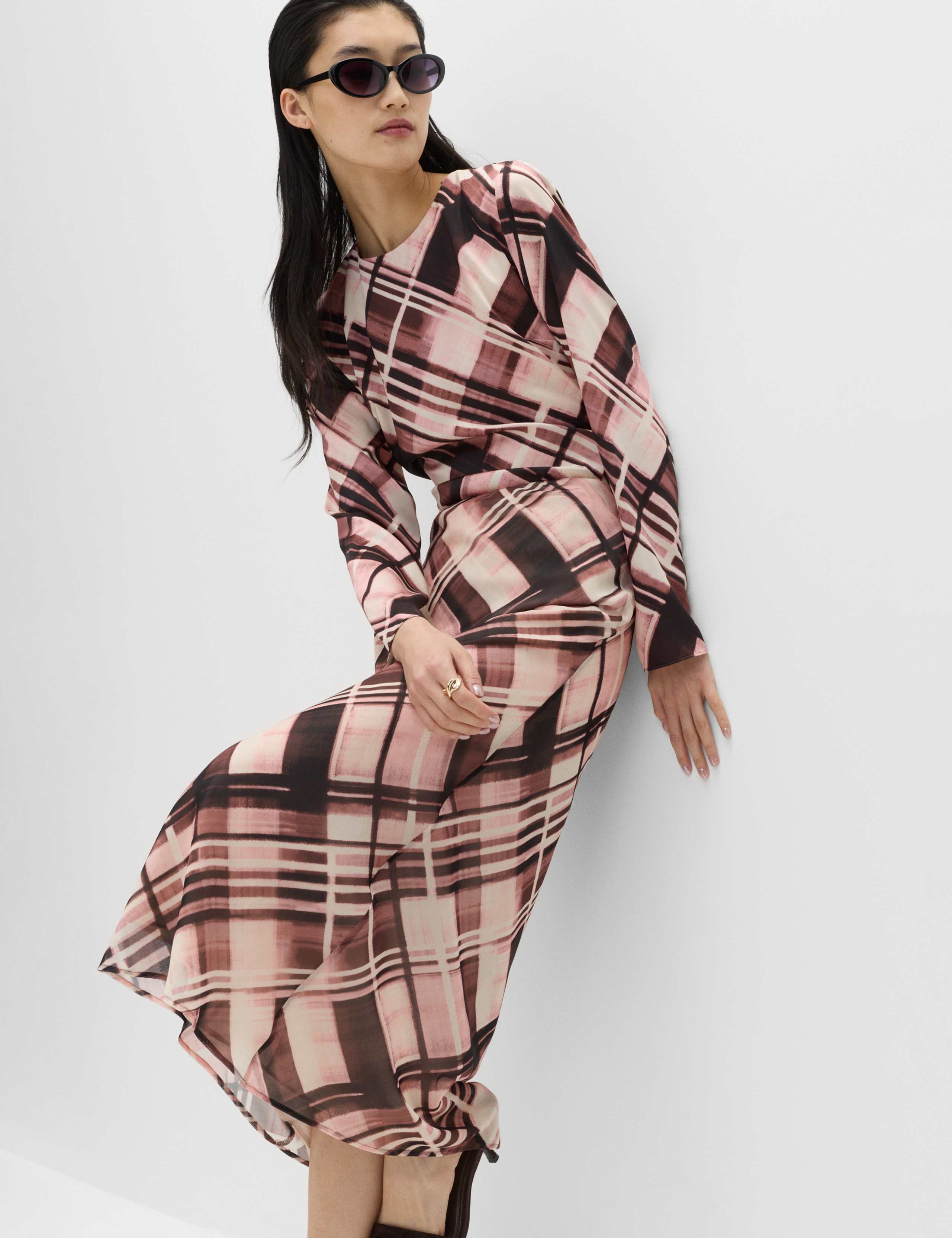 Chiffon Checked Midaxi Slip Skirt 4 of 6