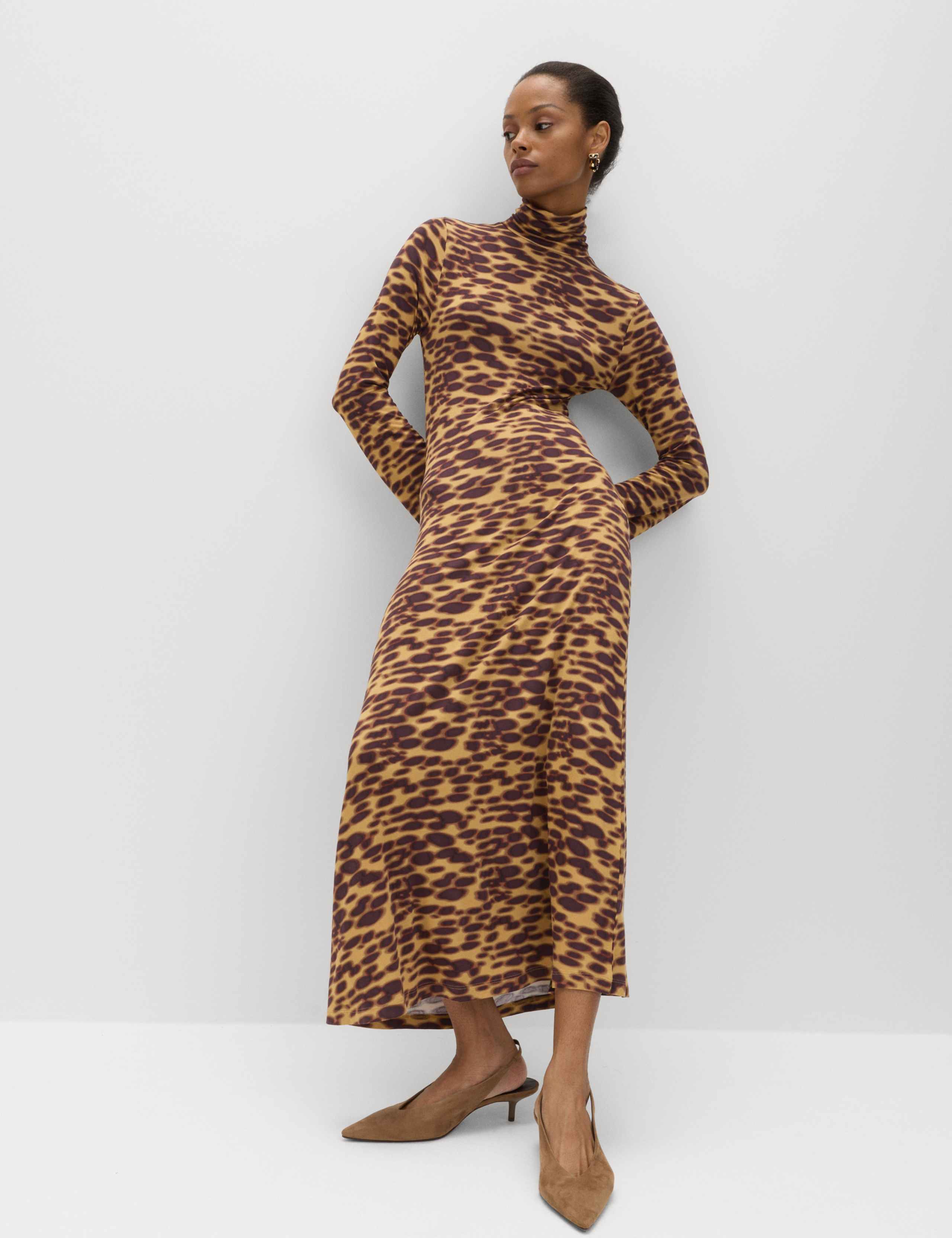 Jersey Animal Print High Neck Midaxi Dress 3 of 6