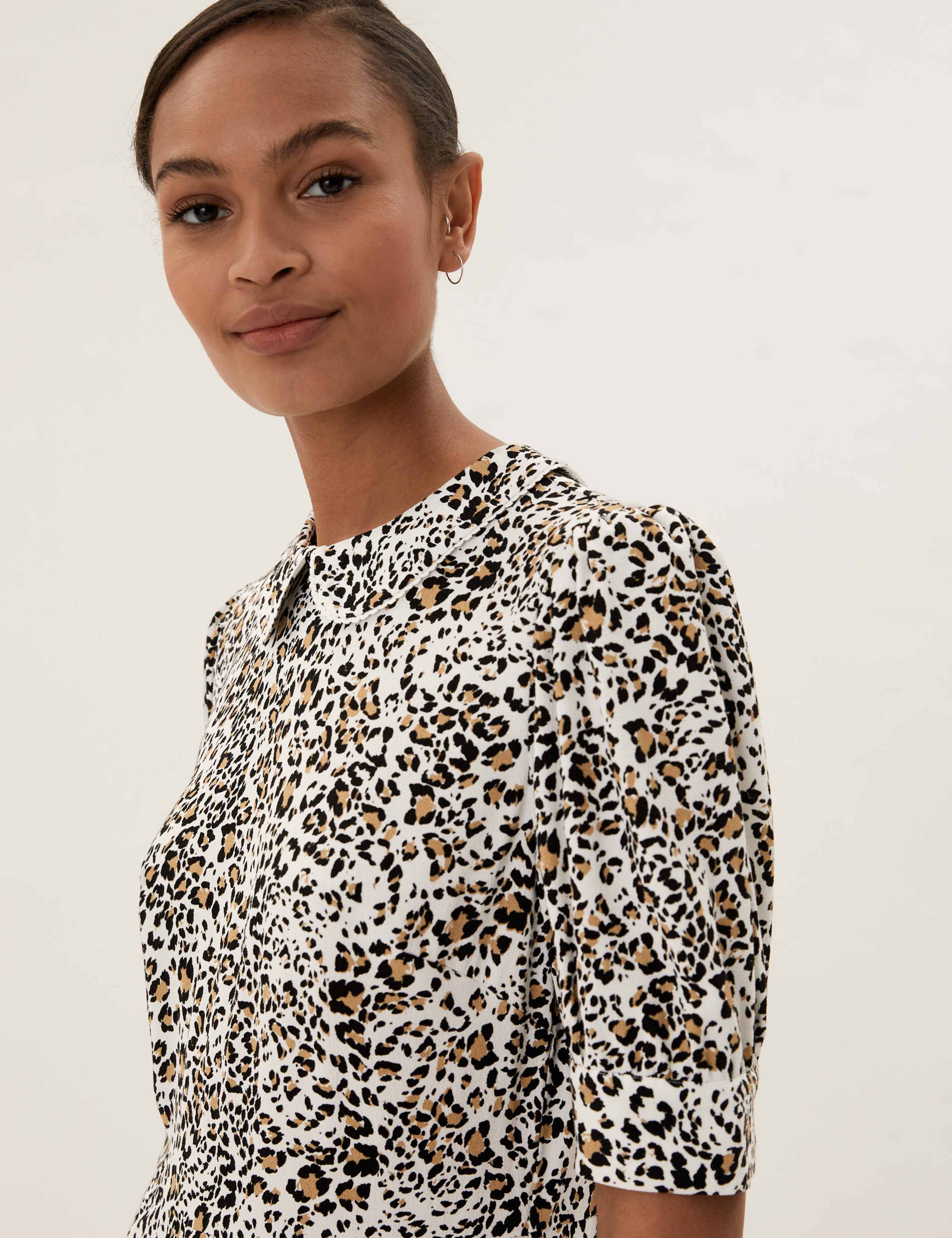 Animal Print Peter Pan Collar Mini Dress 3 of 4