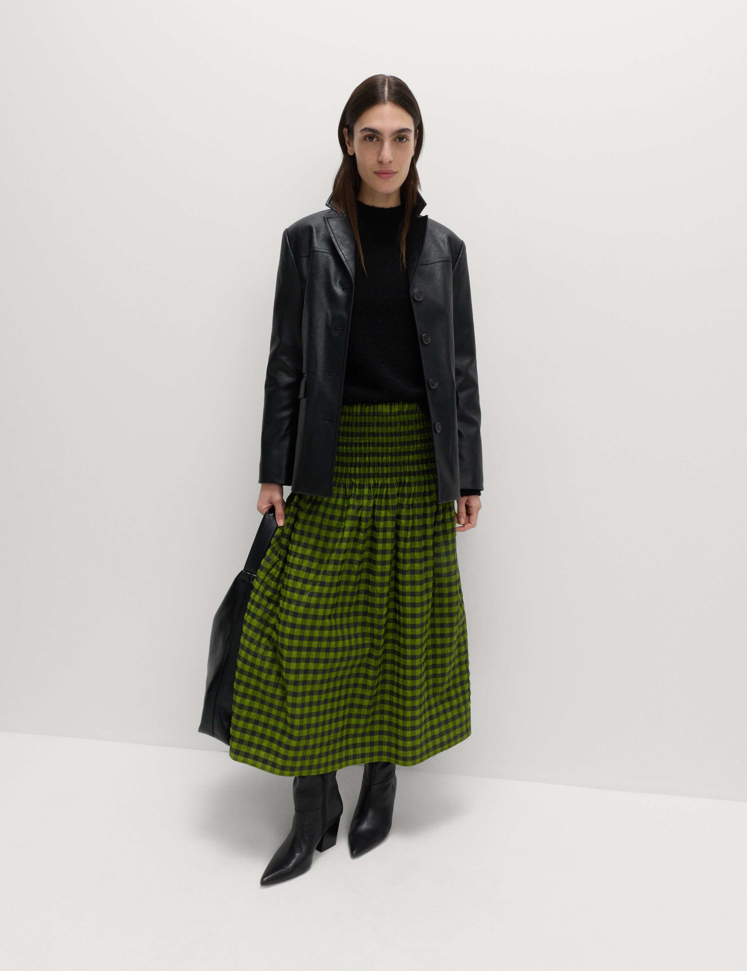 Gingham Midi A-Line Skirt 3 of 5