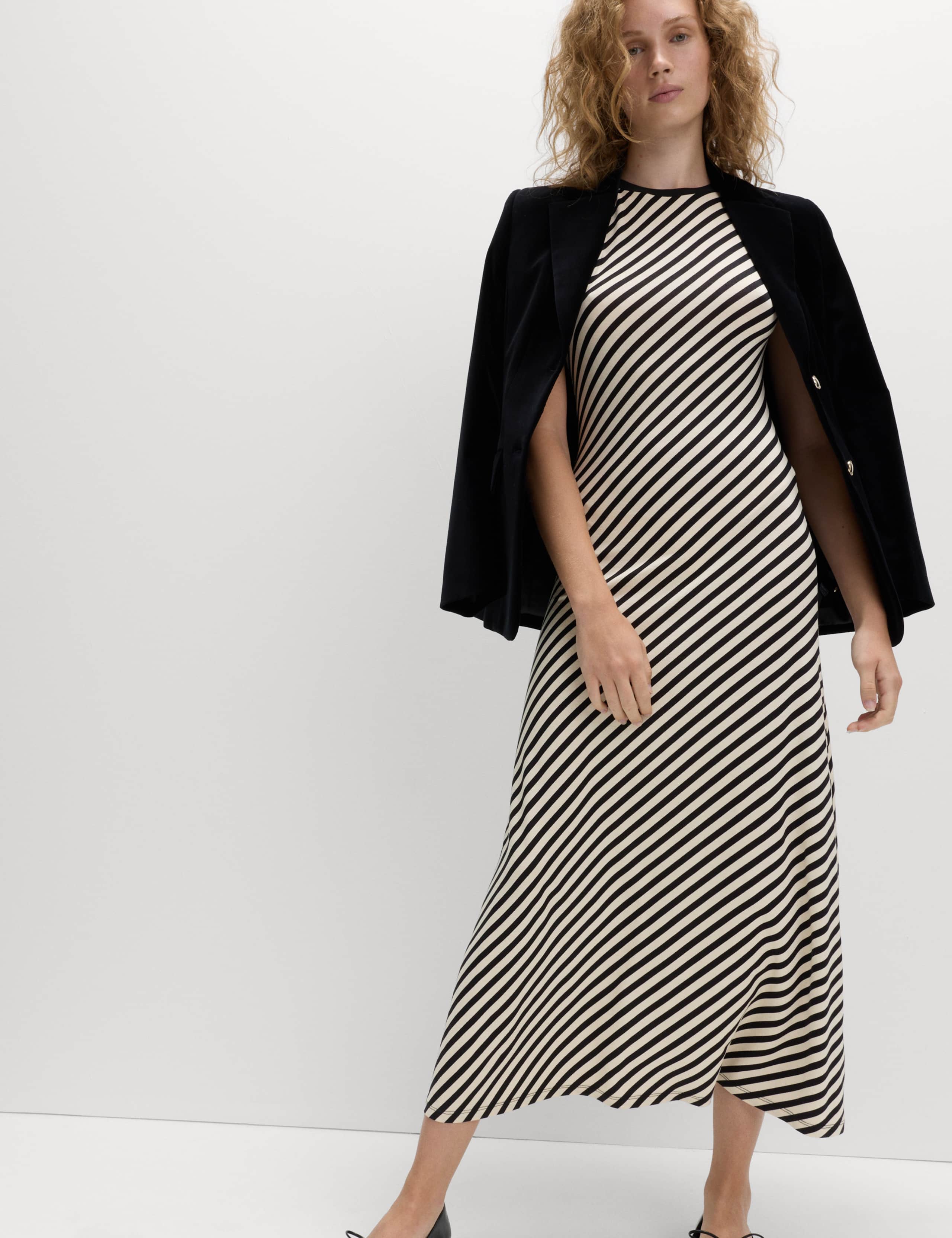 Striped Round Neck Midaxi Skater Dress 3 of 6