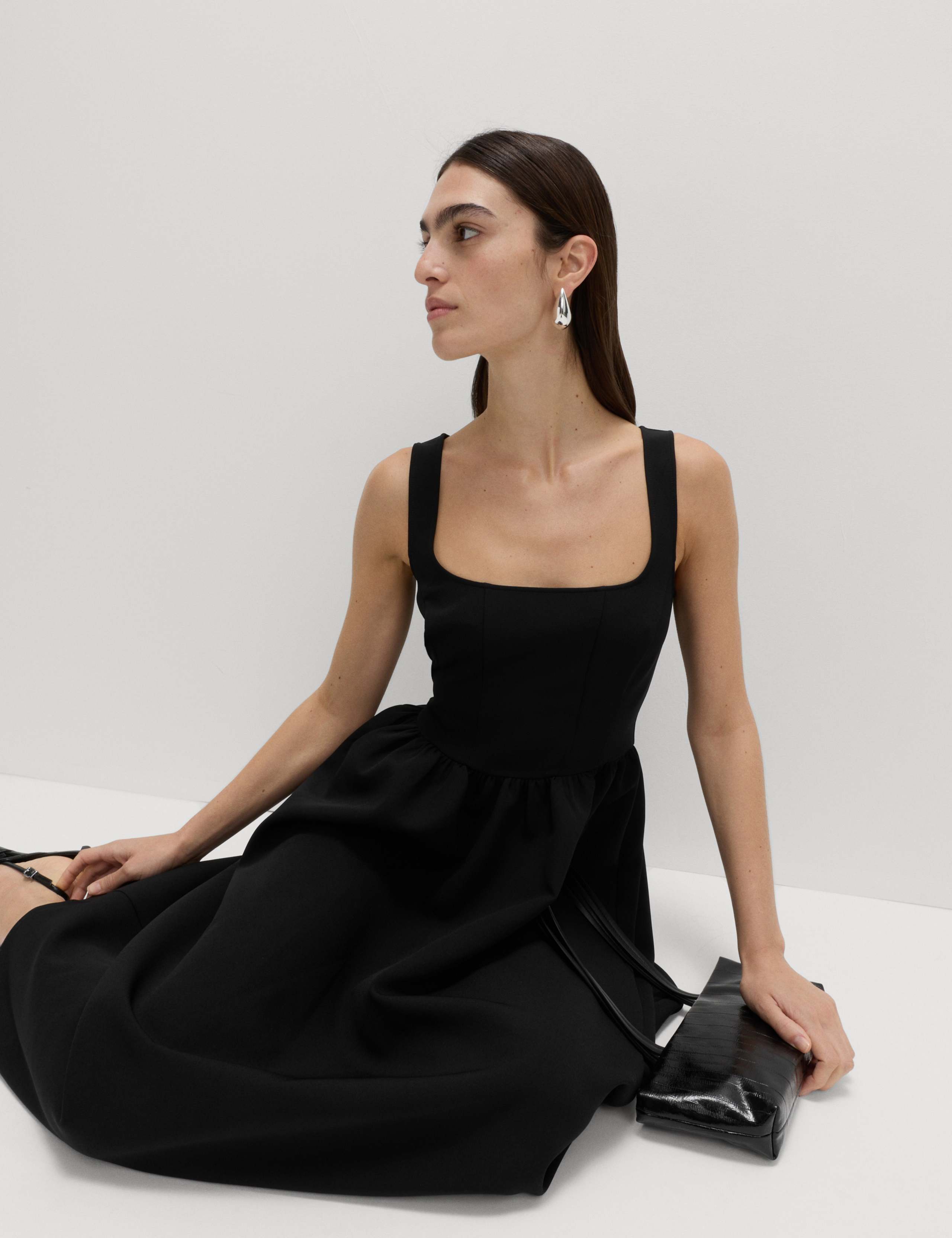 Square Neck Midi Skater Dress 3 of 5