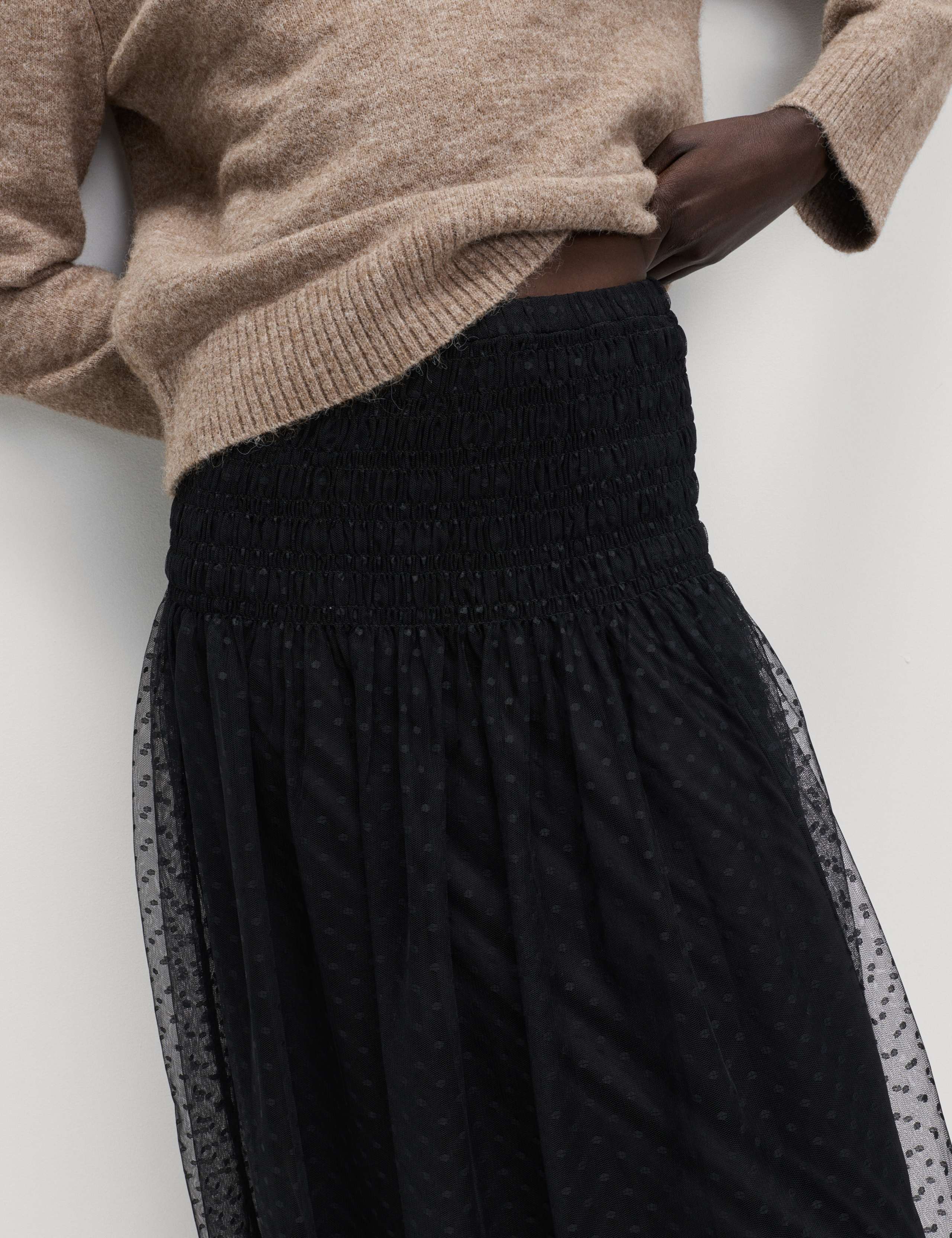 Lace Shirred Midaxi A-Line Skirt 3 of 5