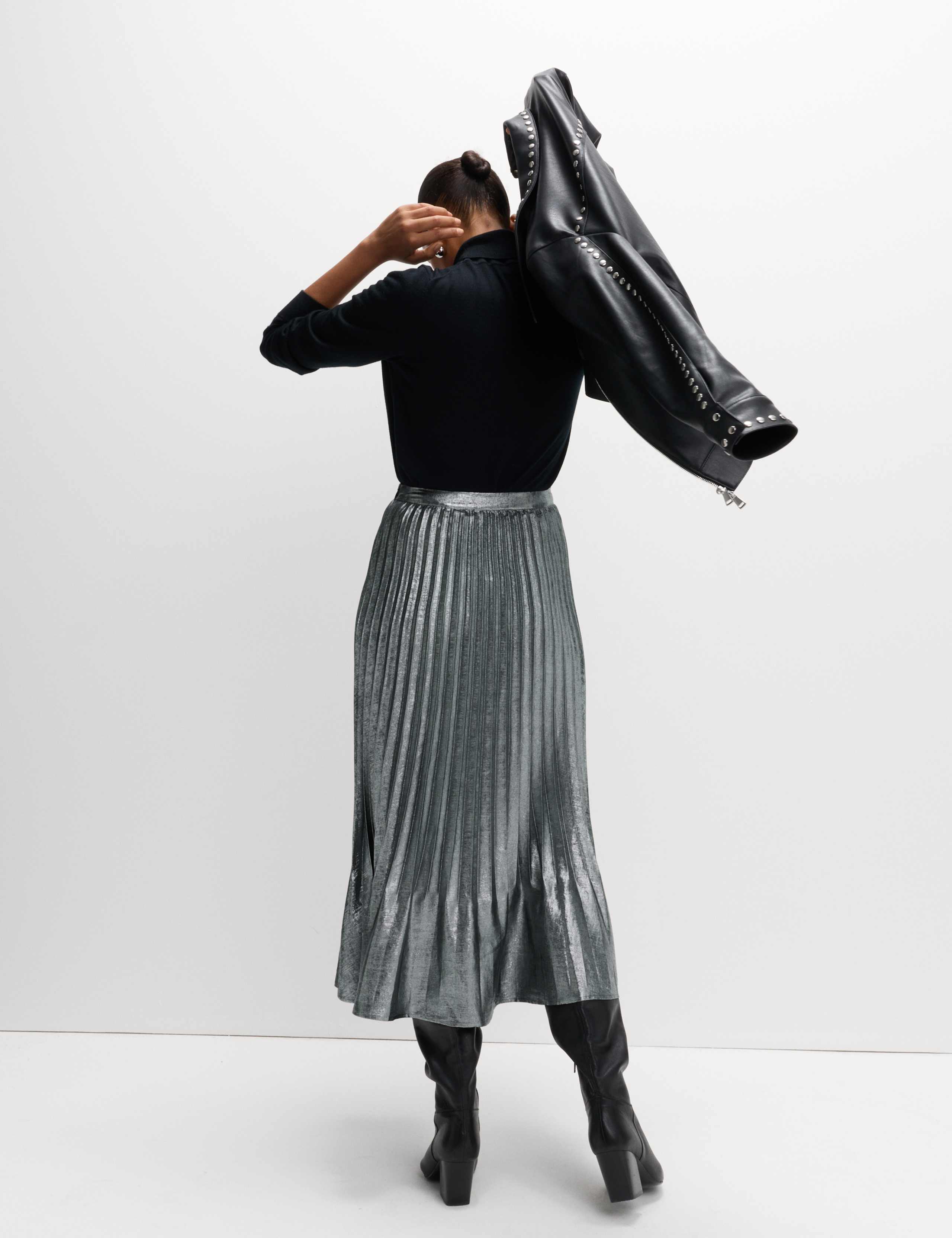 Metallic Pleated Midi Skirt 5 of 5