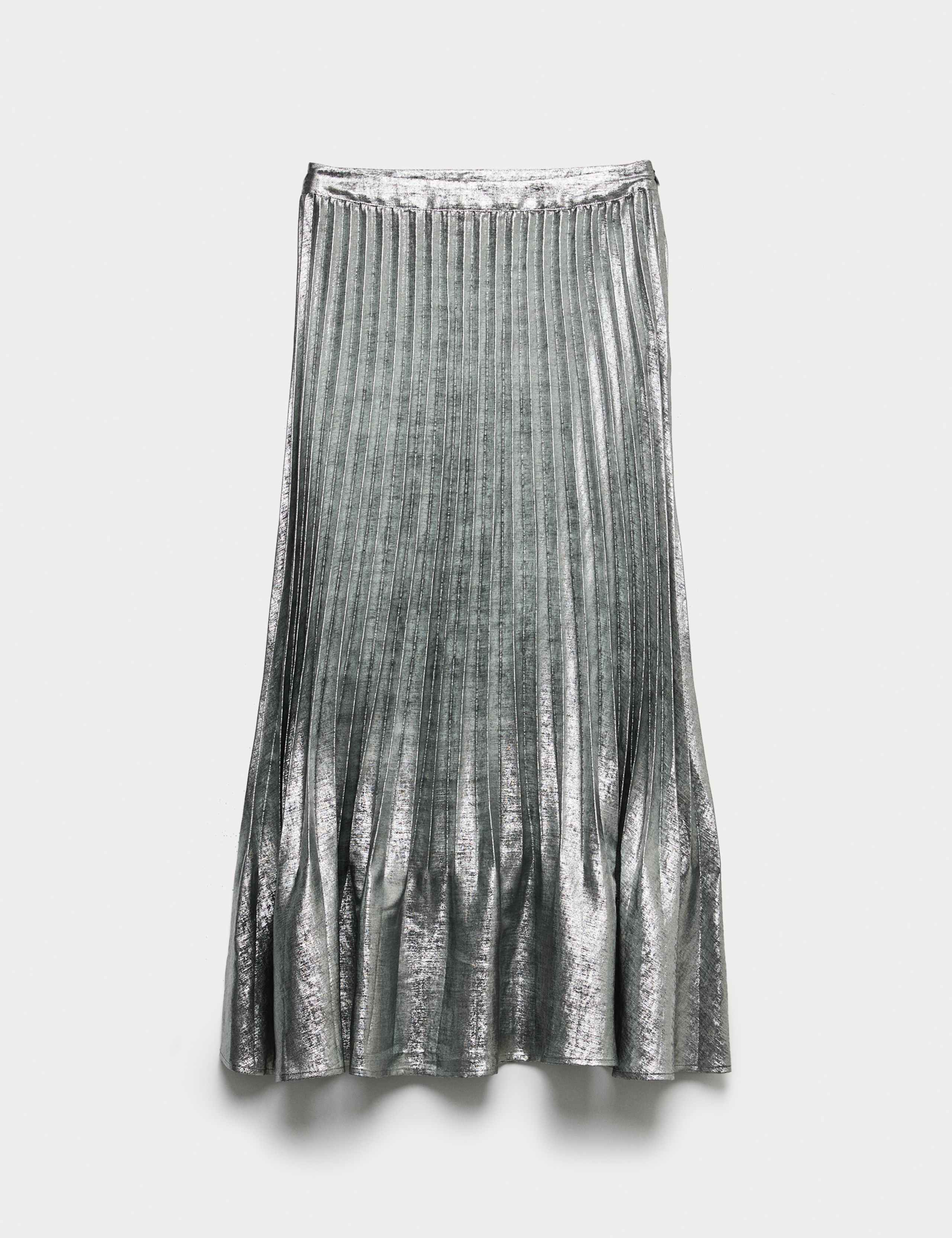 Metallic Pleated Midi Skirt 2 of 5
