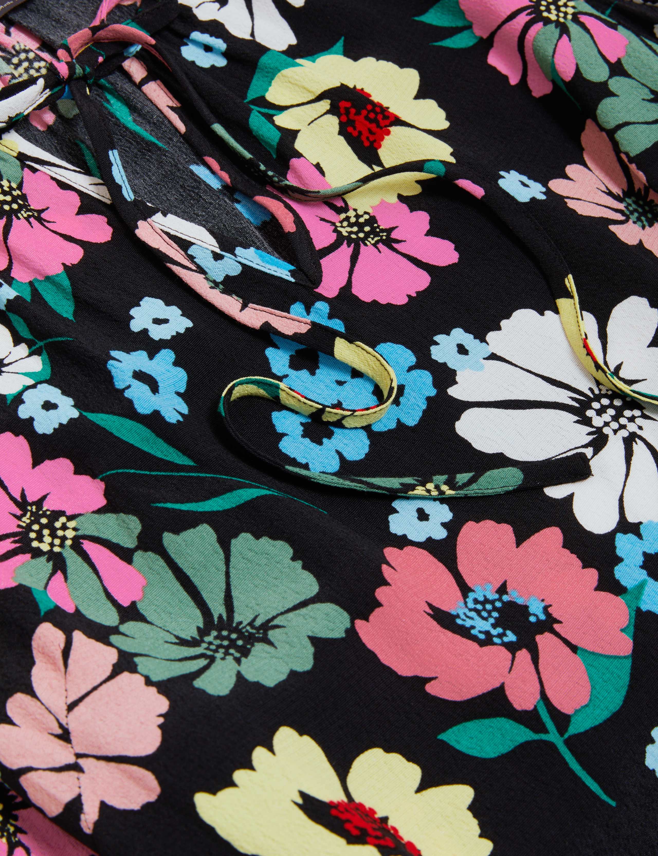 Floral Tie Neck Midi Tea Dress 6 of 6