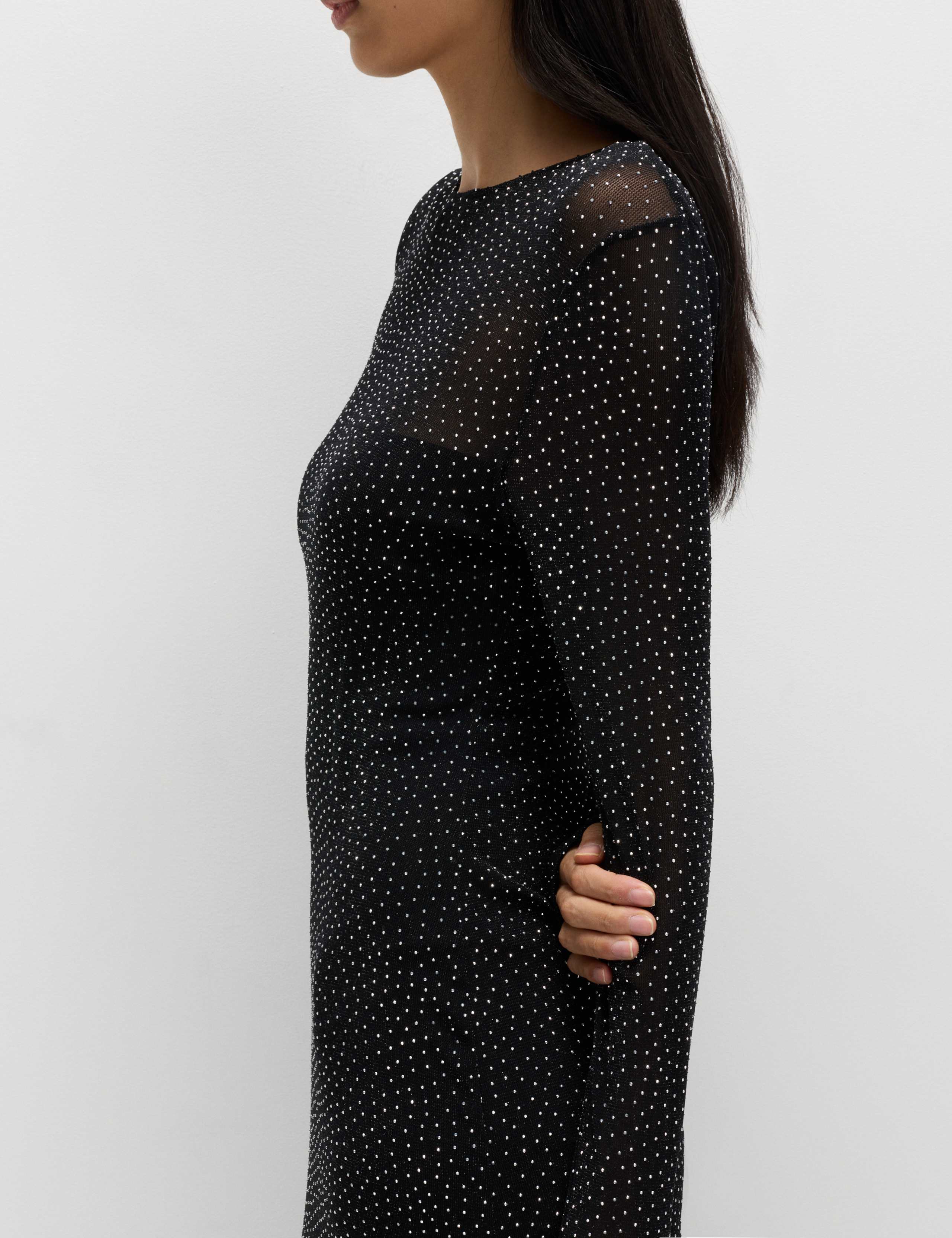 Mesh Jersey Sequin Column Dress 3 of 7