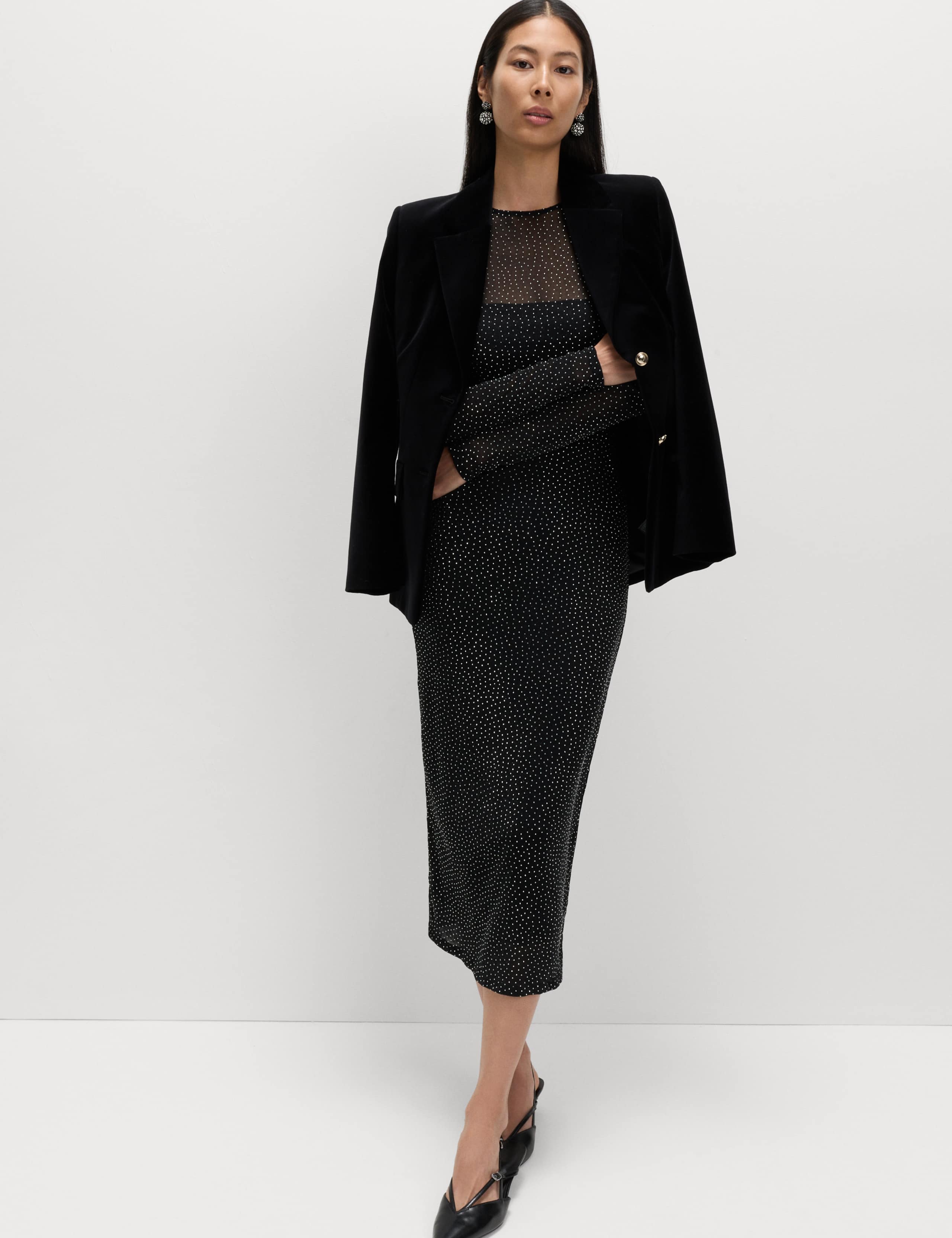 Mesh Jersey Sequin Column Dress 4 of 7