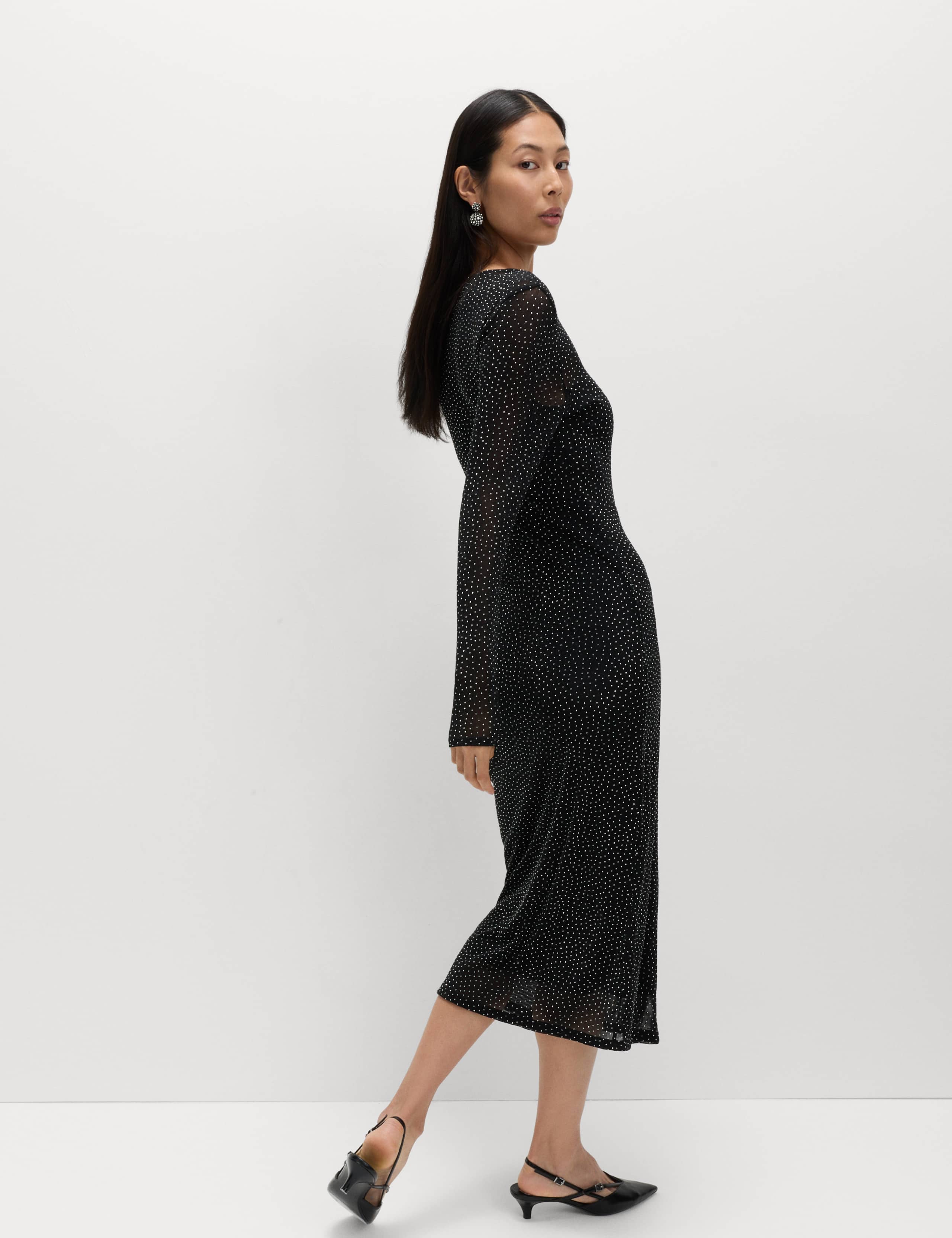 Mesh Jersey Sequin Column Dress 6 of 7