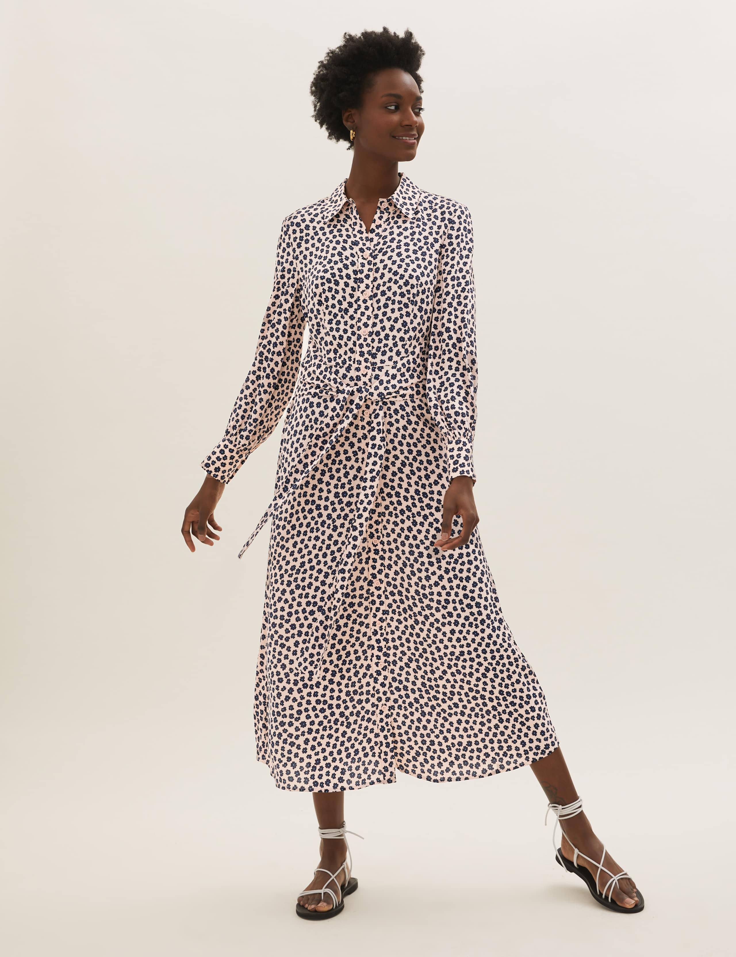 Floral Tie Front Midaxi Shirt Dress 2 of 5