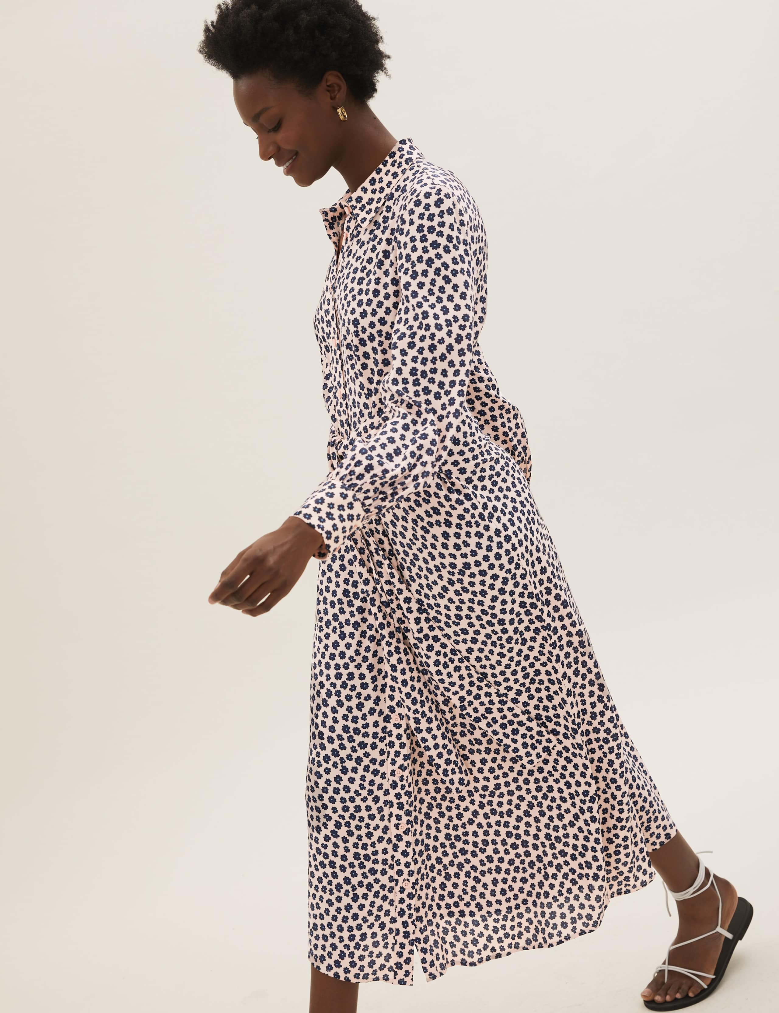 Floral Tie Front Midaxi Shirt Dress 5 of 5