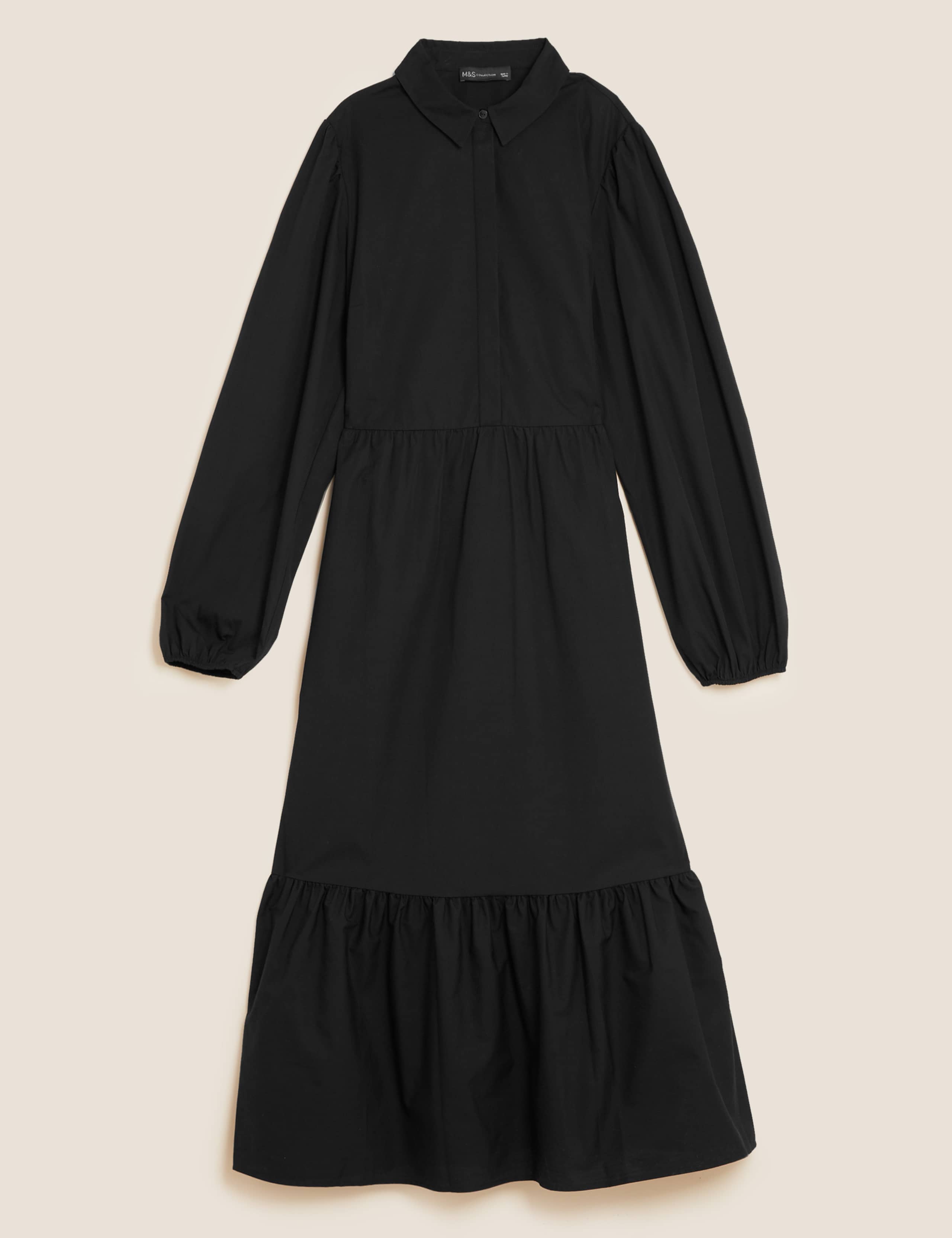 Pure Cotton Midi Tiered Shirt Dress 2 of 6