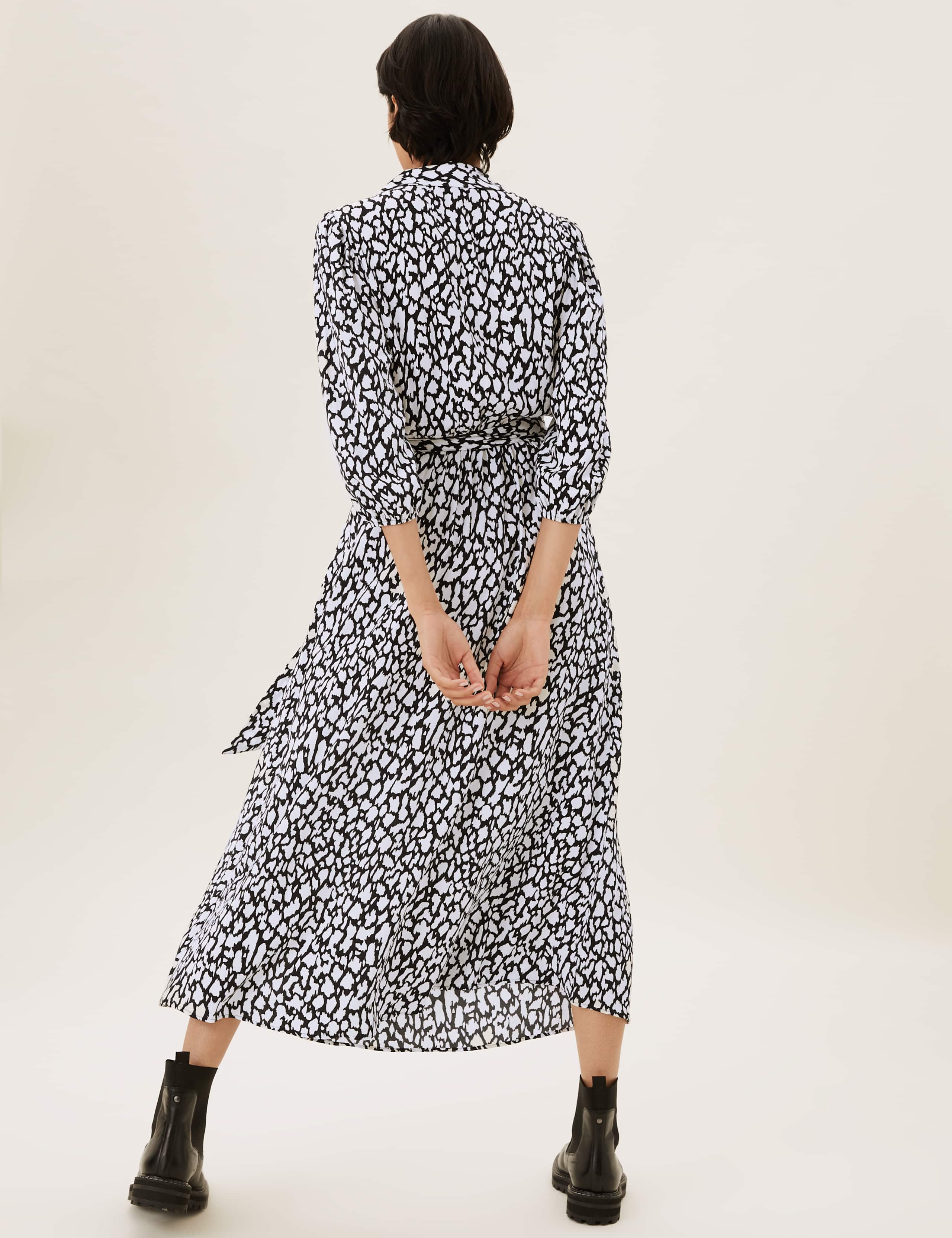 Animal Puff Sleeve Midi Wrap Dress 6 of 6