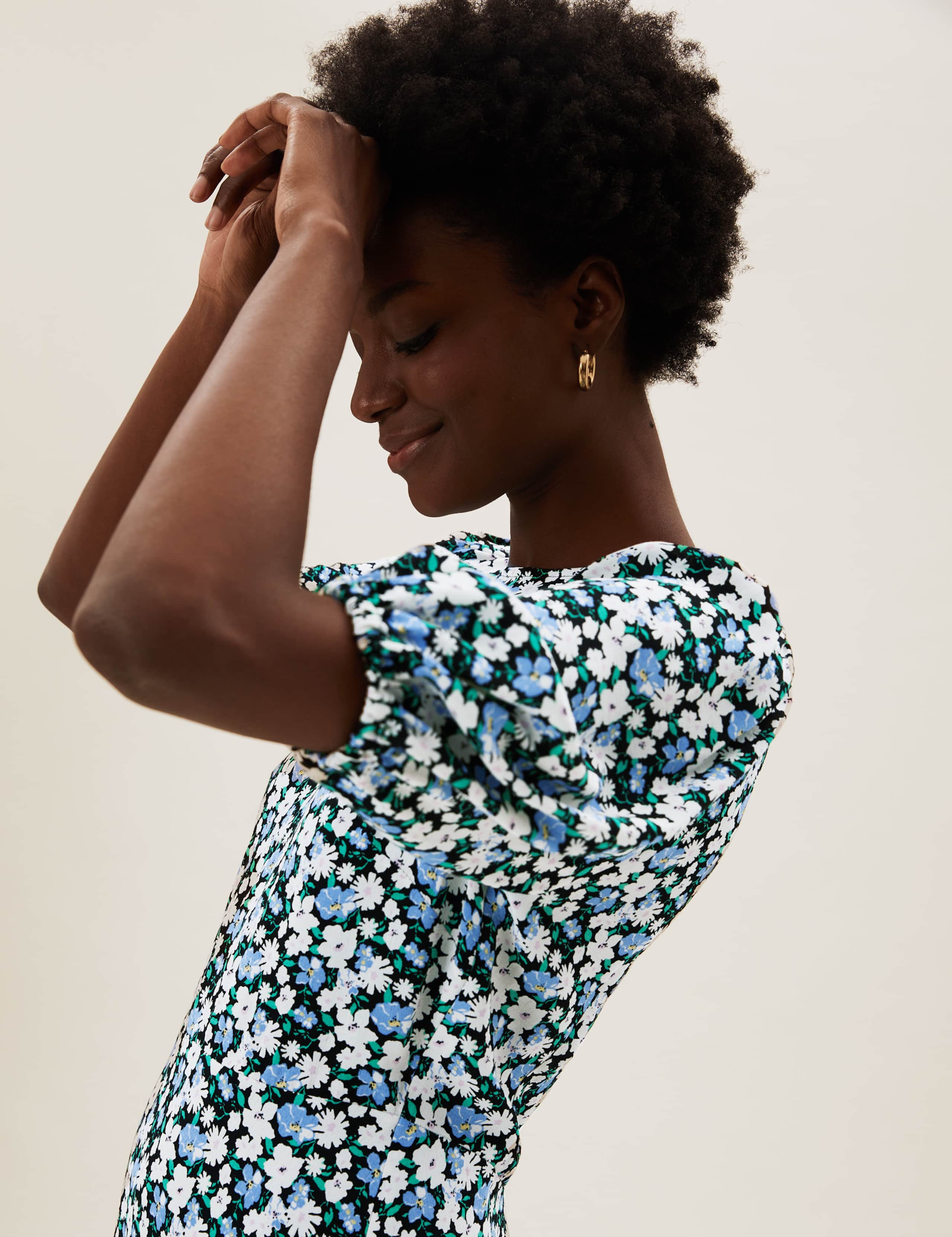 Floral Puff Sleeve Mini Tea Dress 2 of 5