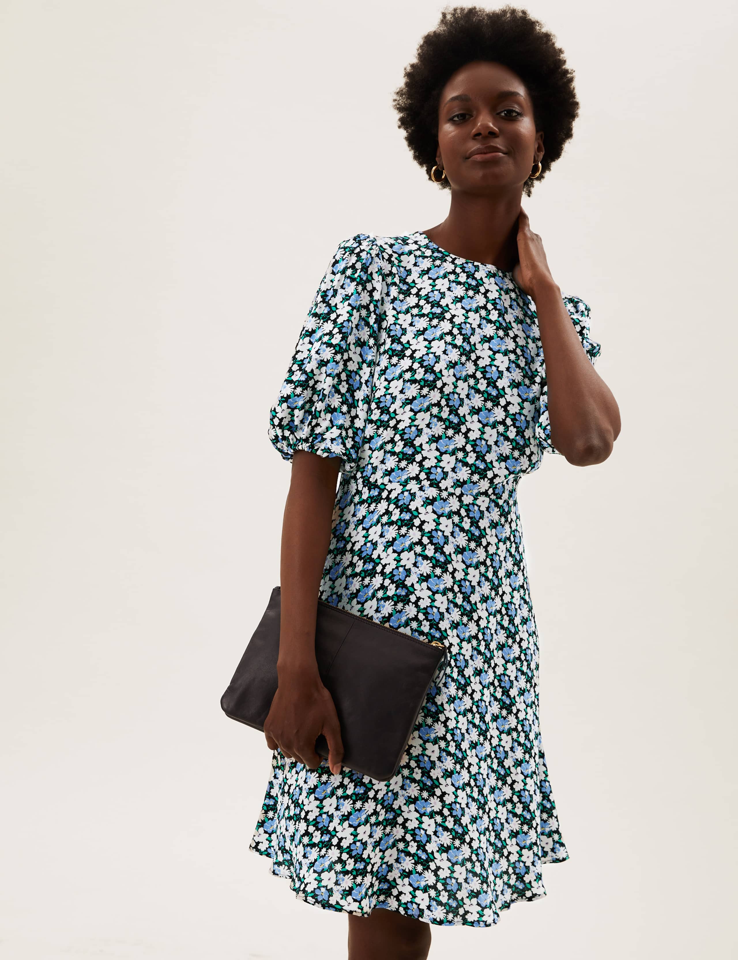 Floral Puff Sleeve Mini Tea Dress 3 of 5