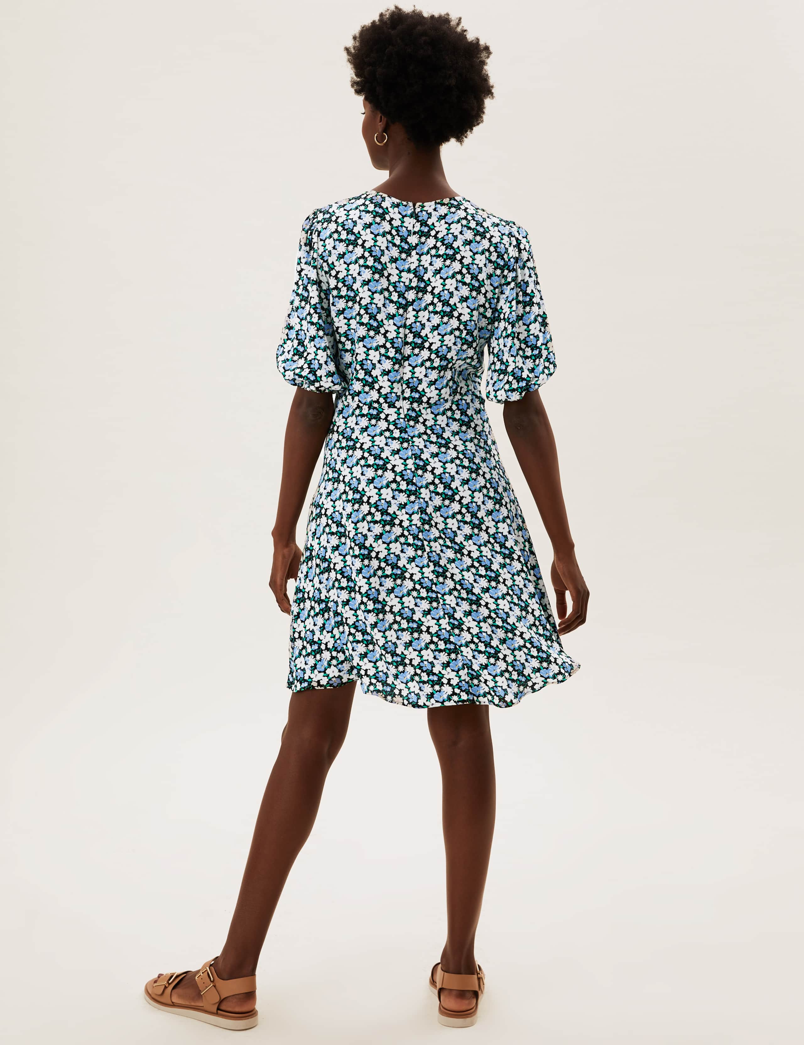 Floral Puff Sleeve Mini Tea Dress 4 of 5