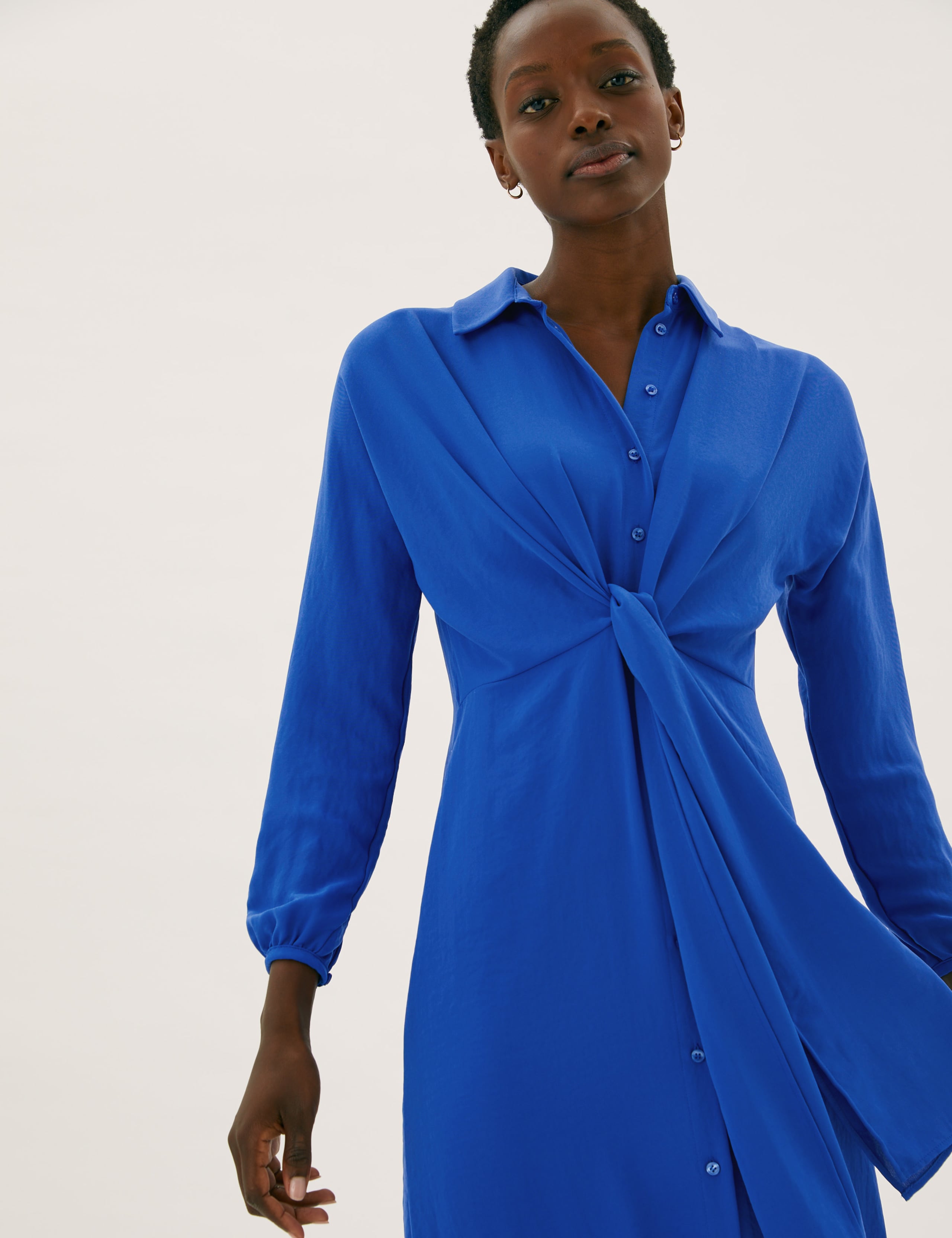 Tie Front Midi Shirt Dress 1 of 5