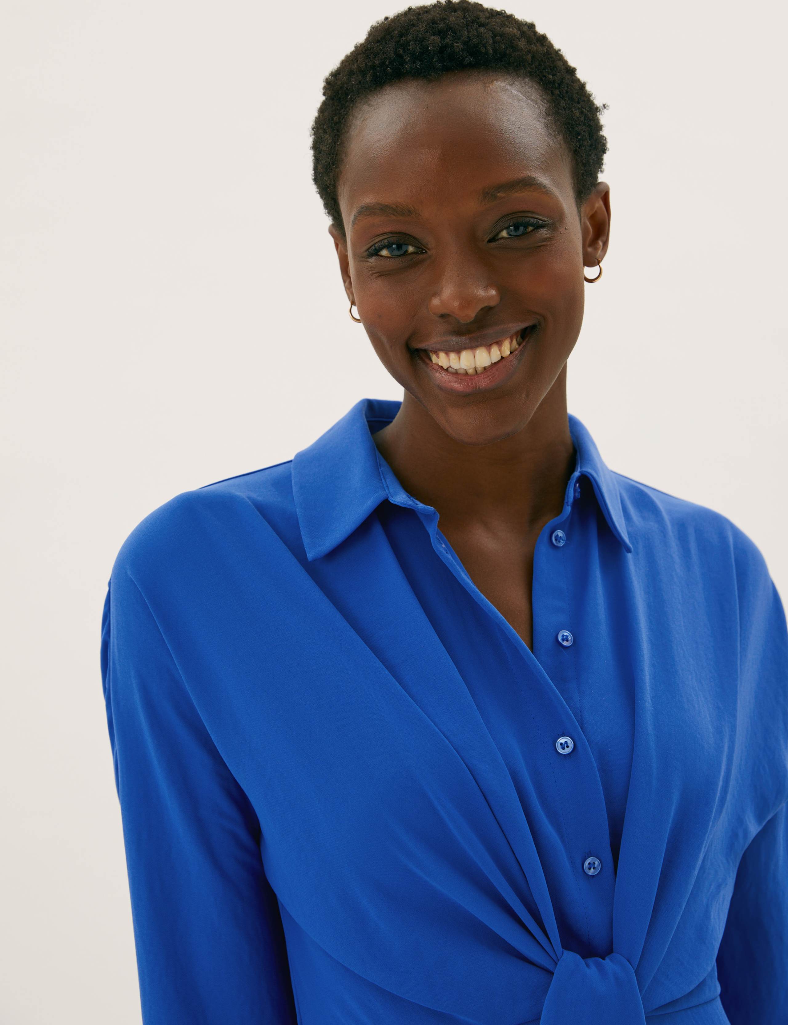 Tie Front Midi Shirt Dress 2 of 5