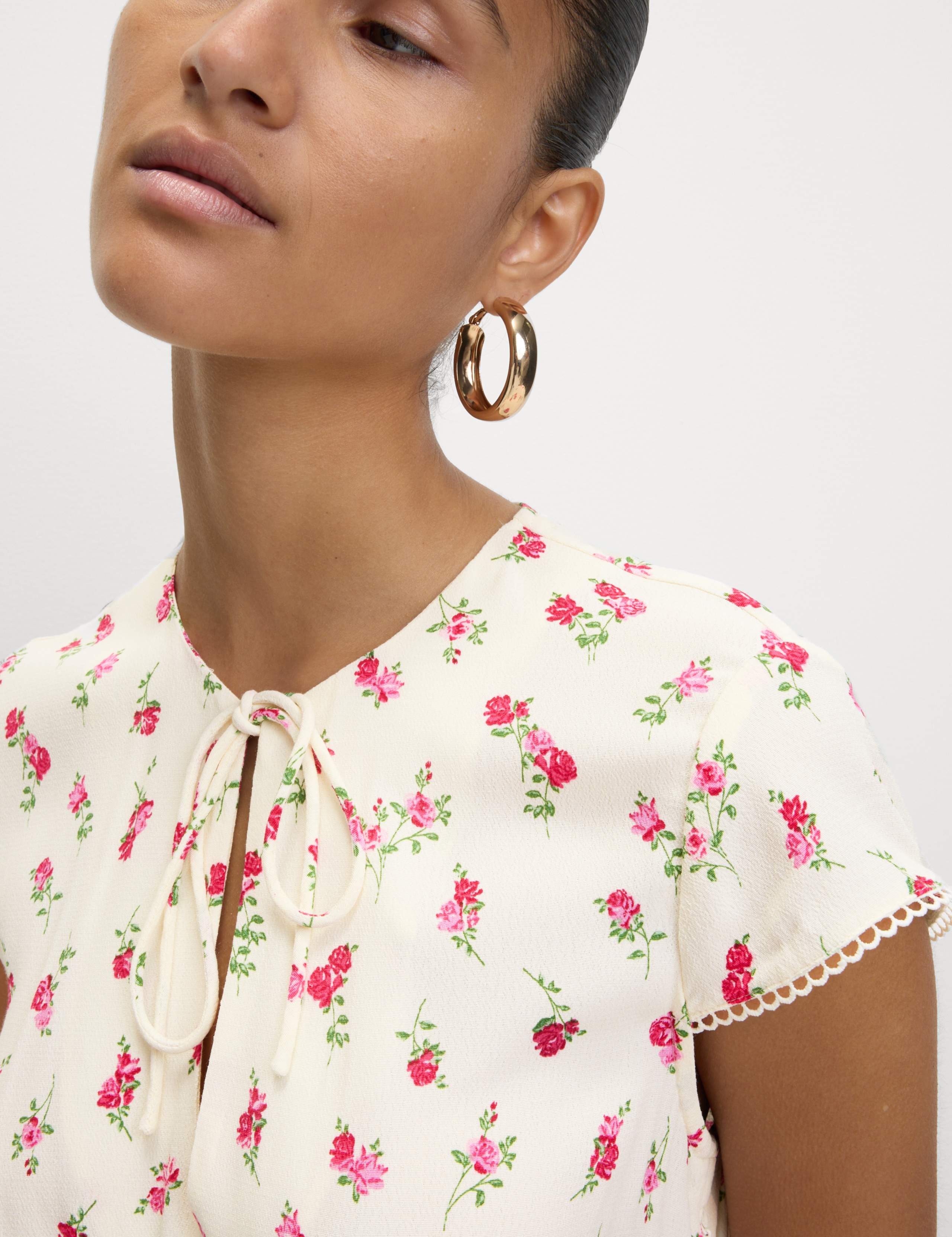 Floral Tie Neck Midaxi Tea Dress 4 of 6