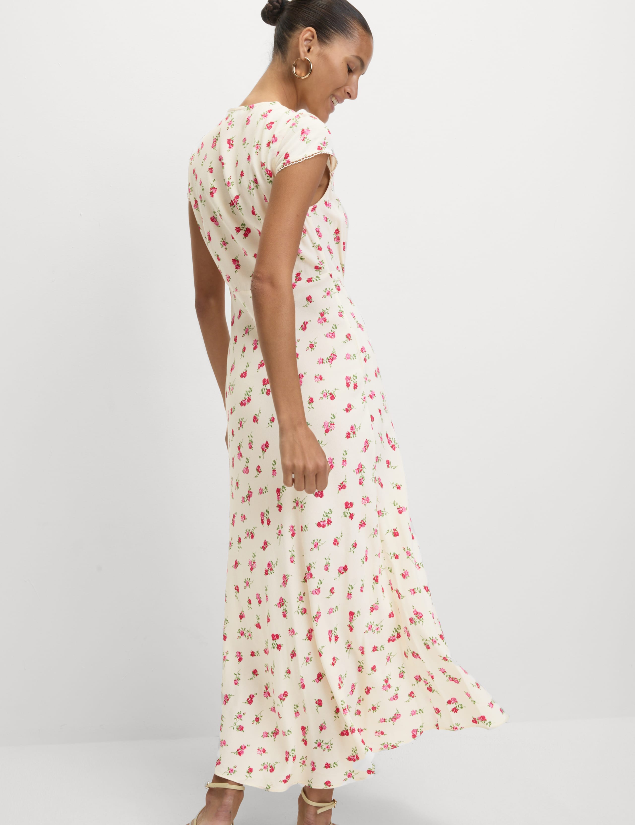 Floral Tie Neck Midaxi Tea Dress 5 of 6