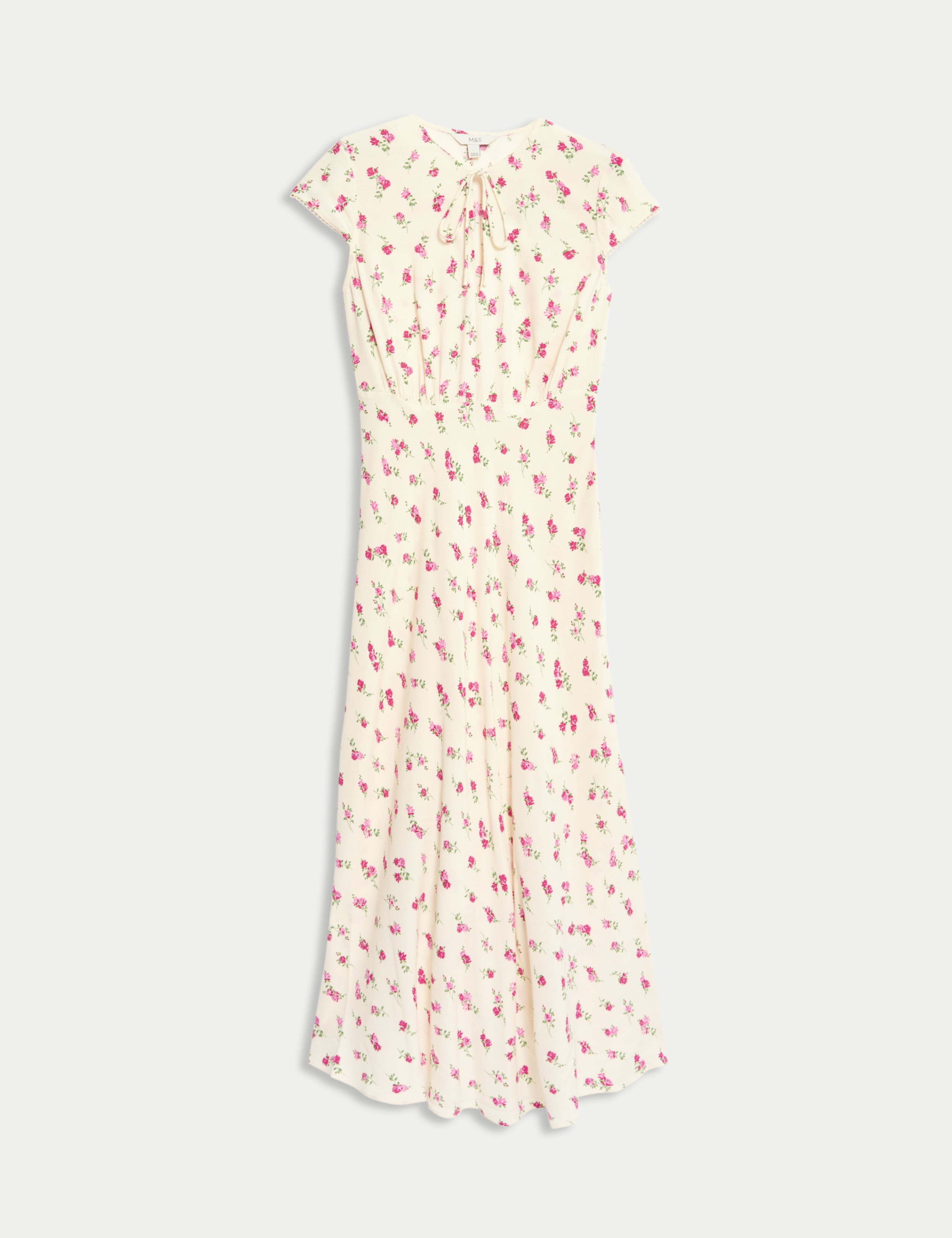 Floral Tie Neck Midaxi Tea Dress 2 of 6