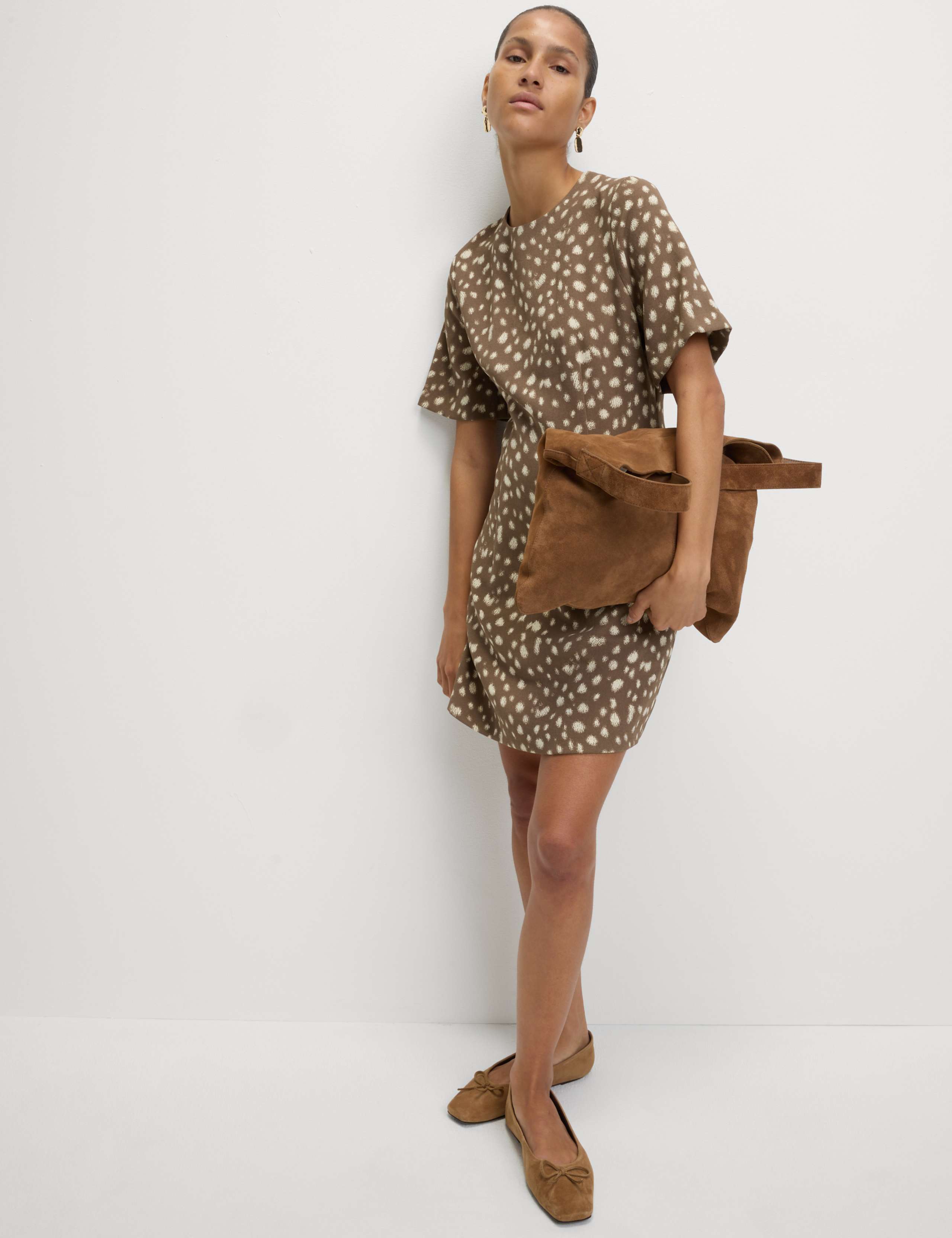 Animal Print Round Neck Mini Shift Dress 3 of 6