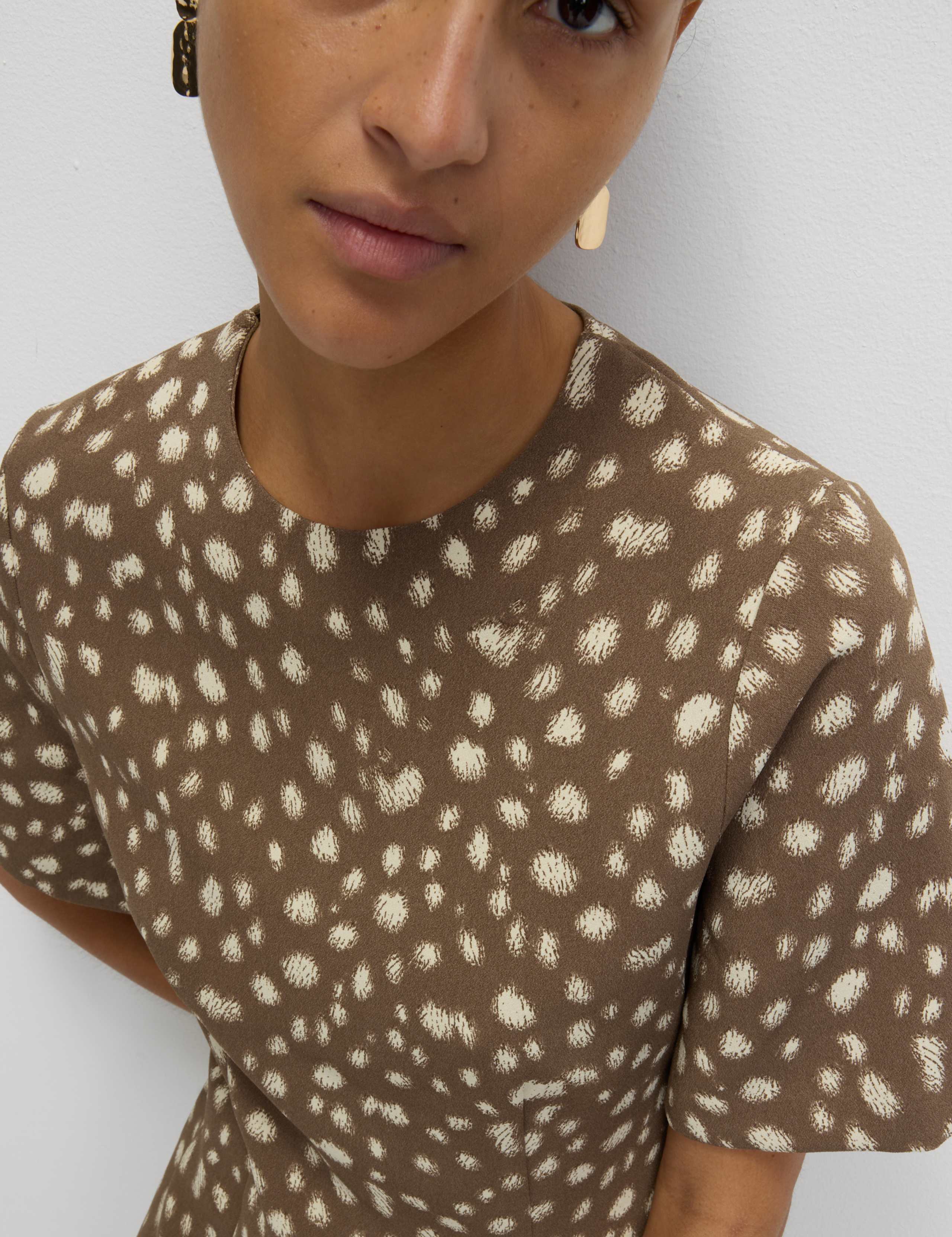 Animal Print Round Neck Mini Shift Dress 4 of 6