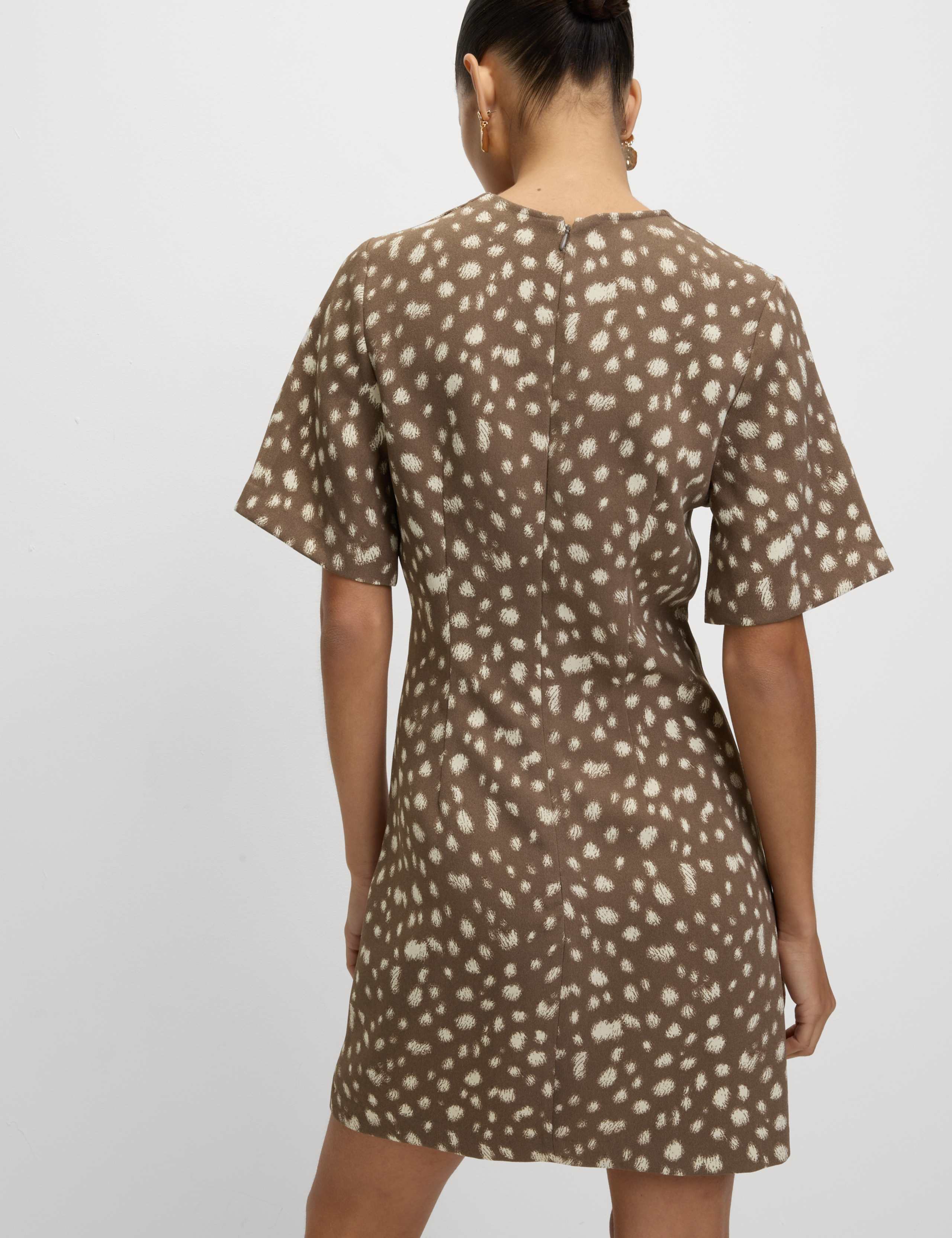 Animal Print Round Neck Mini Shift Dress 5 of 6