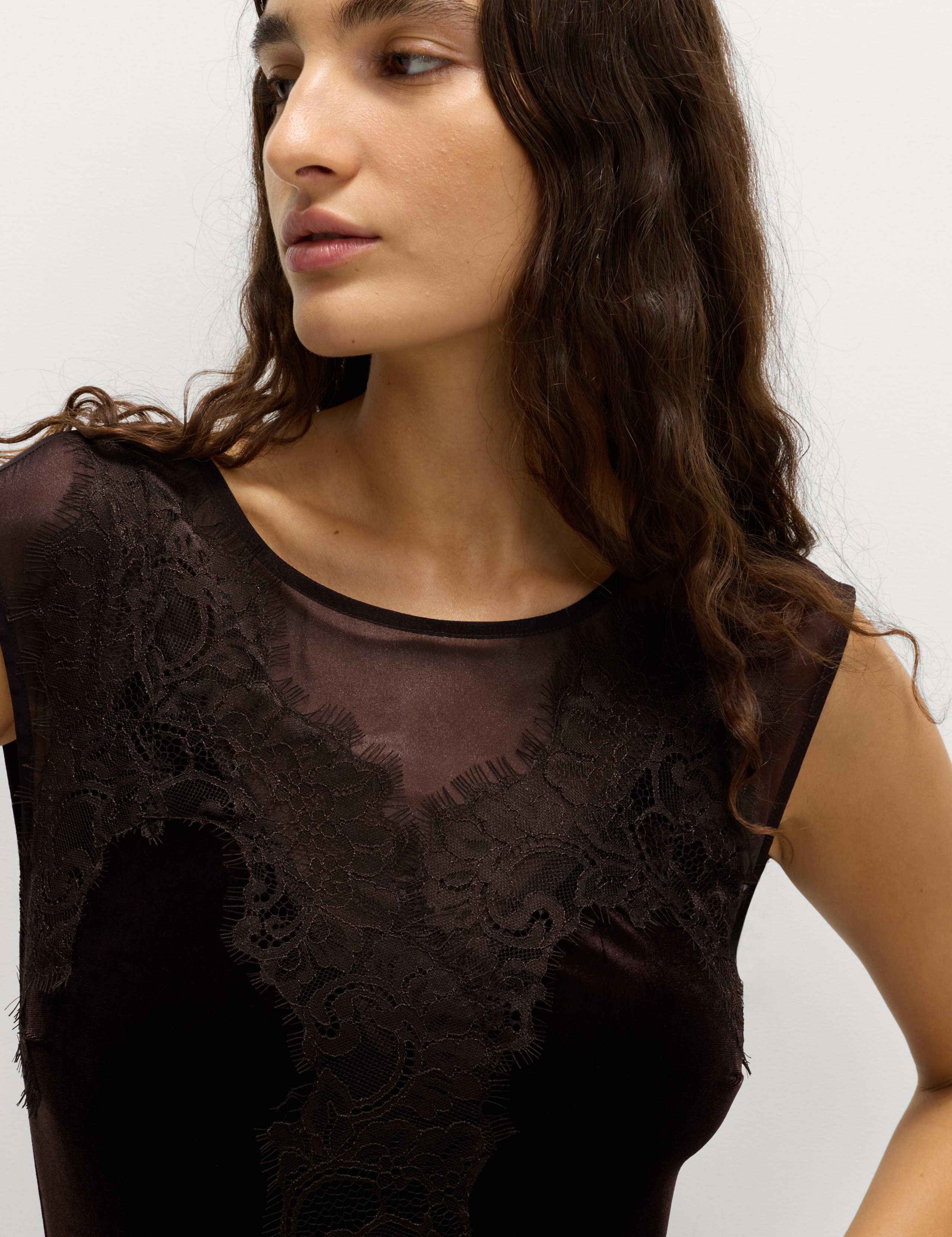 Sheer Lace Midaxi Column Dress 3 of 6