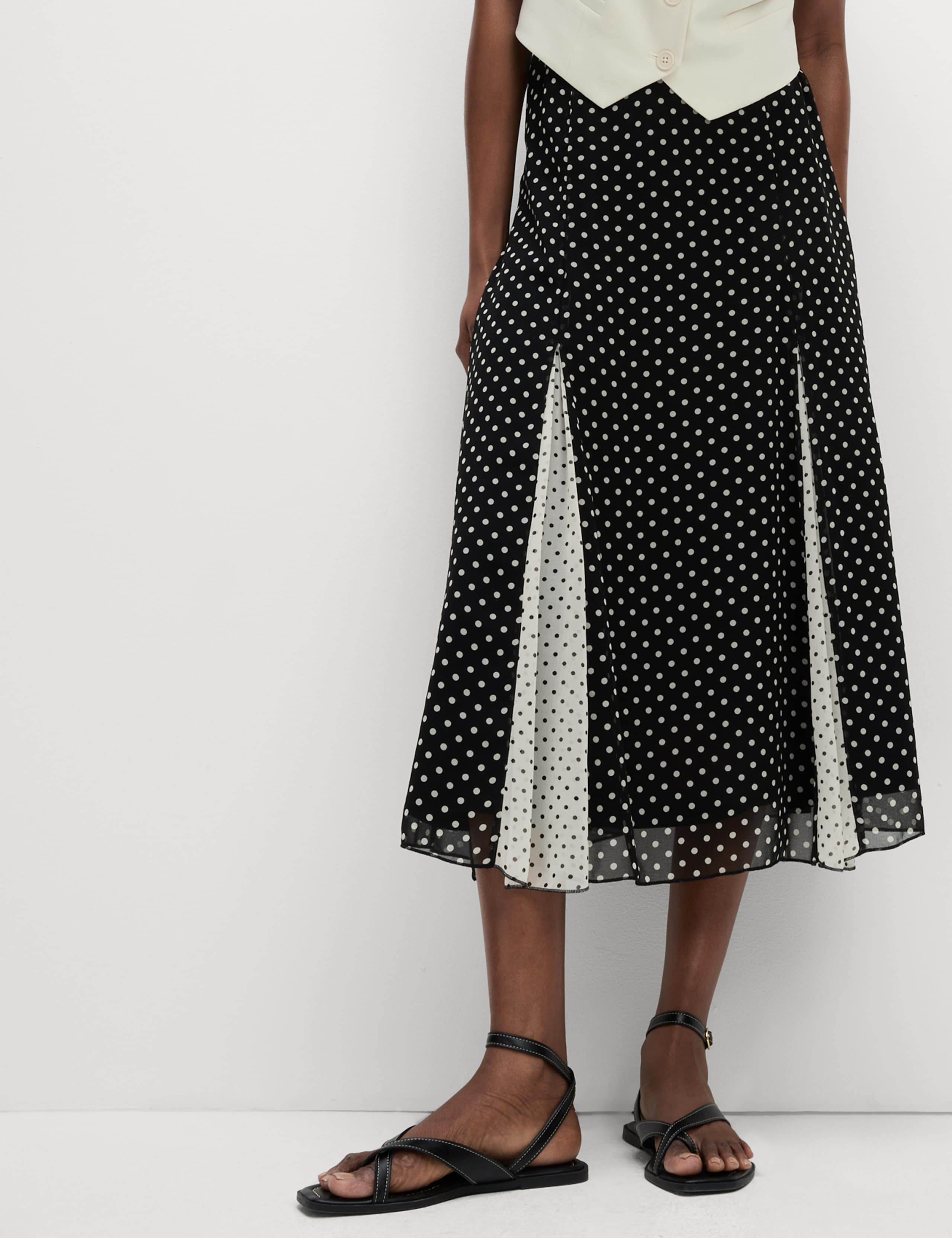 Polka Dot Midi Slip Skirt 4 of 5