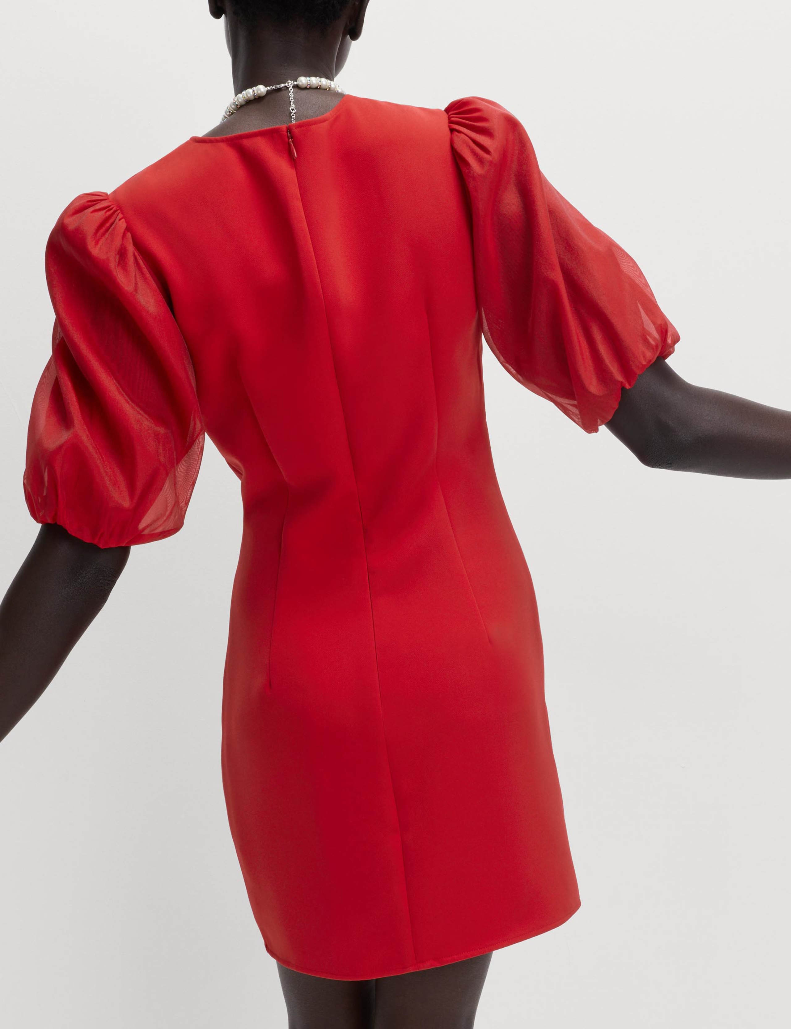 Organza Puff Sleeve Mini Shift Dress 4 of 4