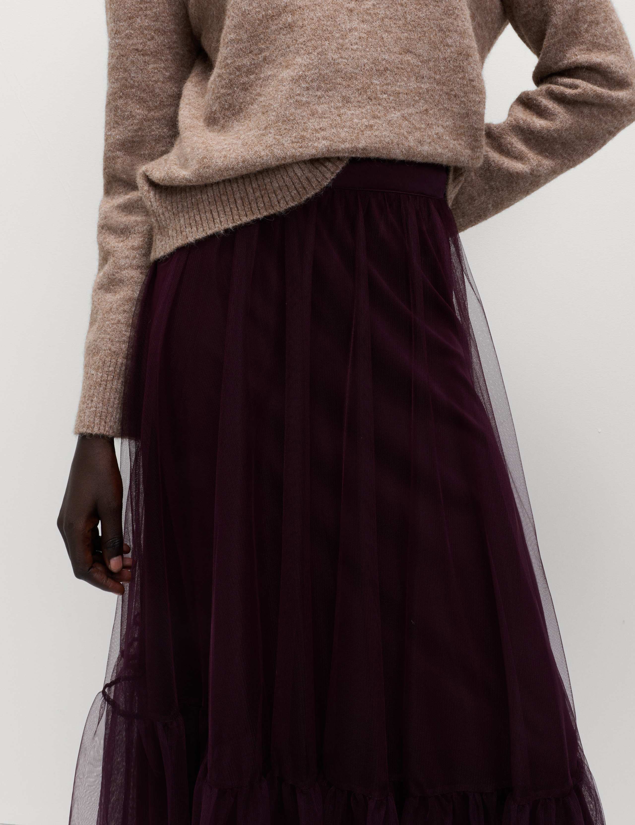 Mesh Jersey Midaxi Tiered Skirt 3 of 6