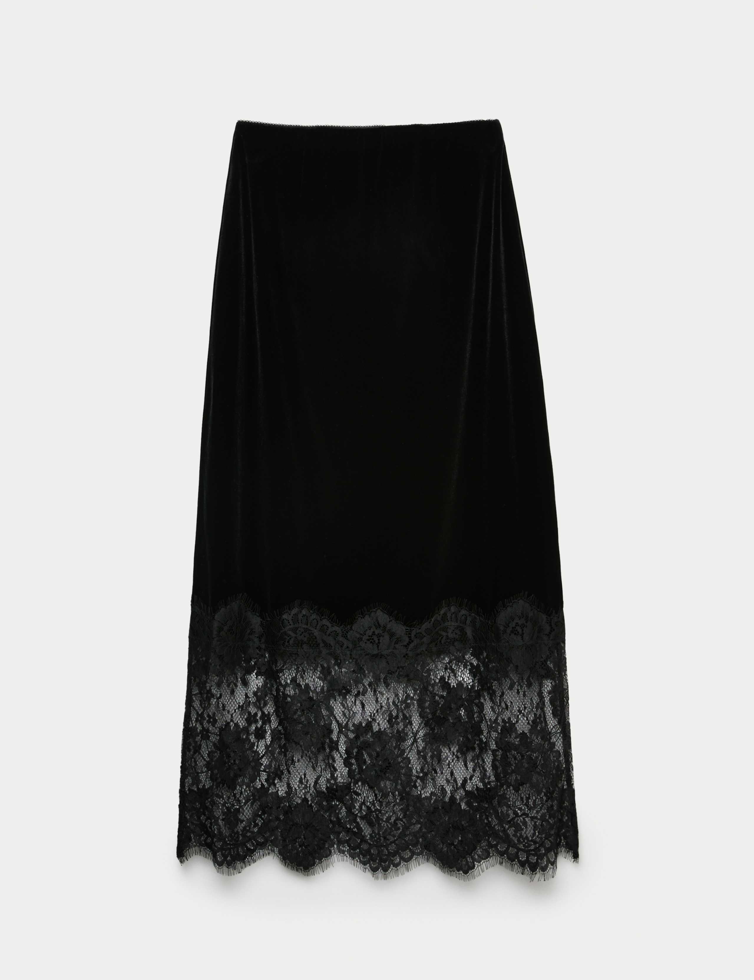 Velvet Lace Detail Midi Pencil Skirt 2 of 6