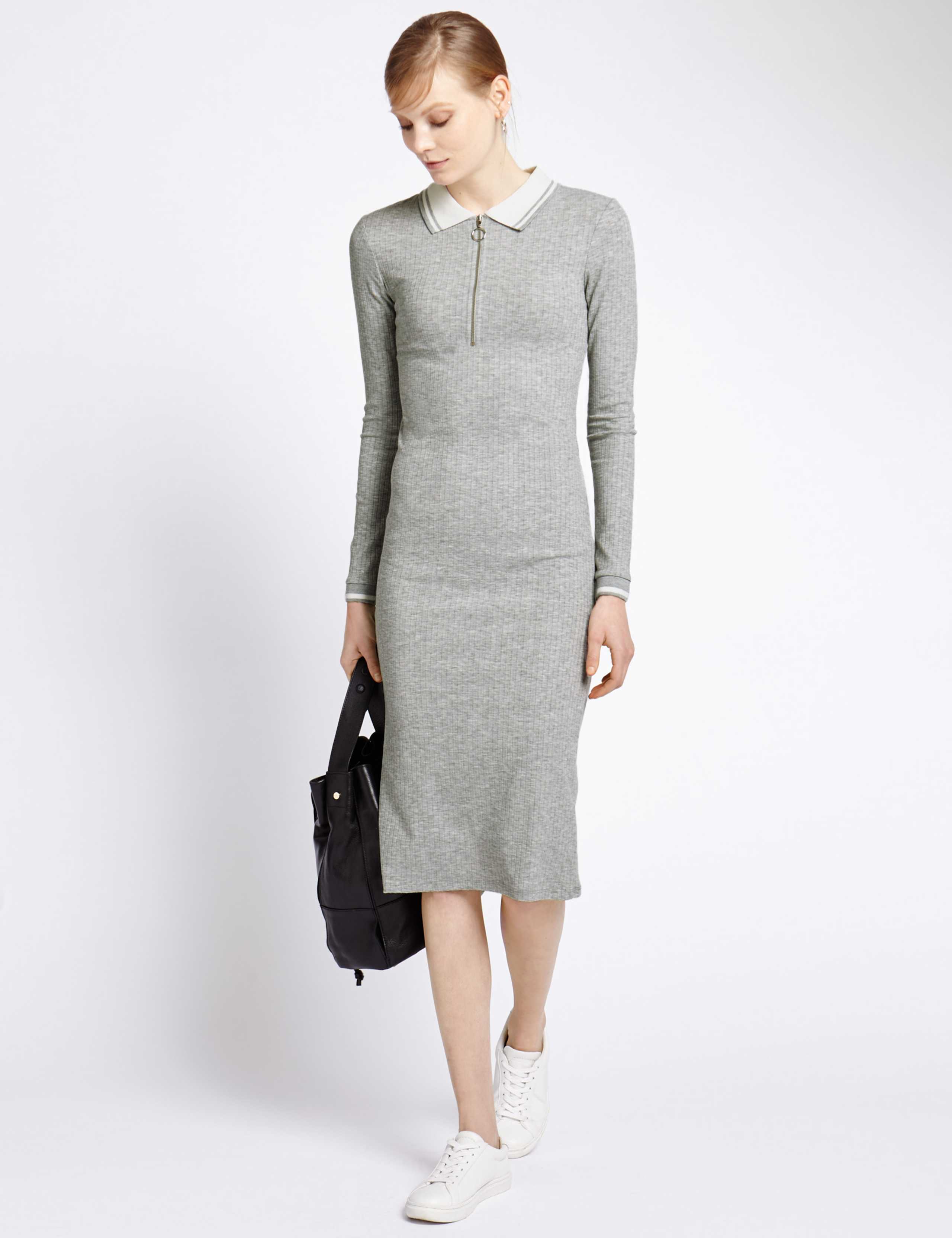 Collared Neck Bodycon Dress 1 of 3
