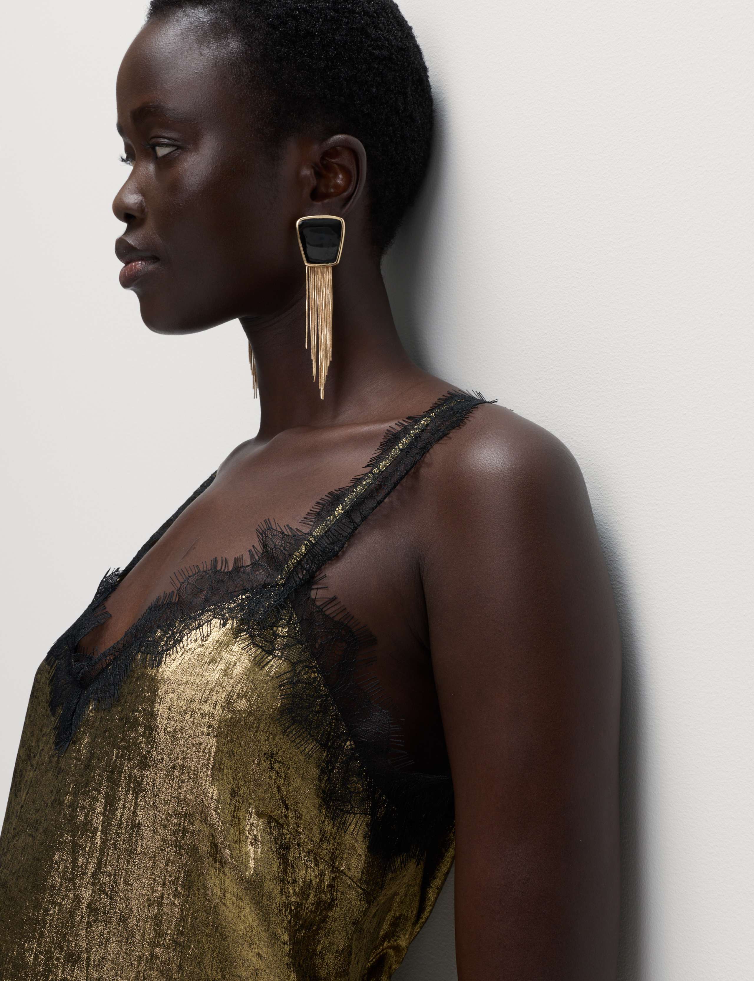 Metallic Lace Midi Slip Dress 2 of 5