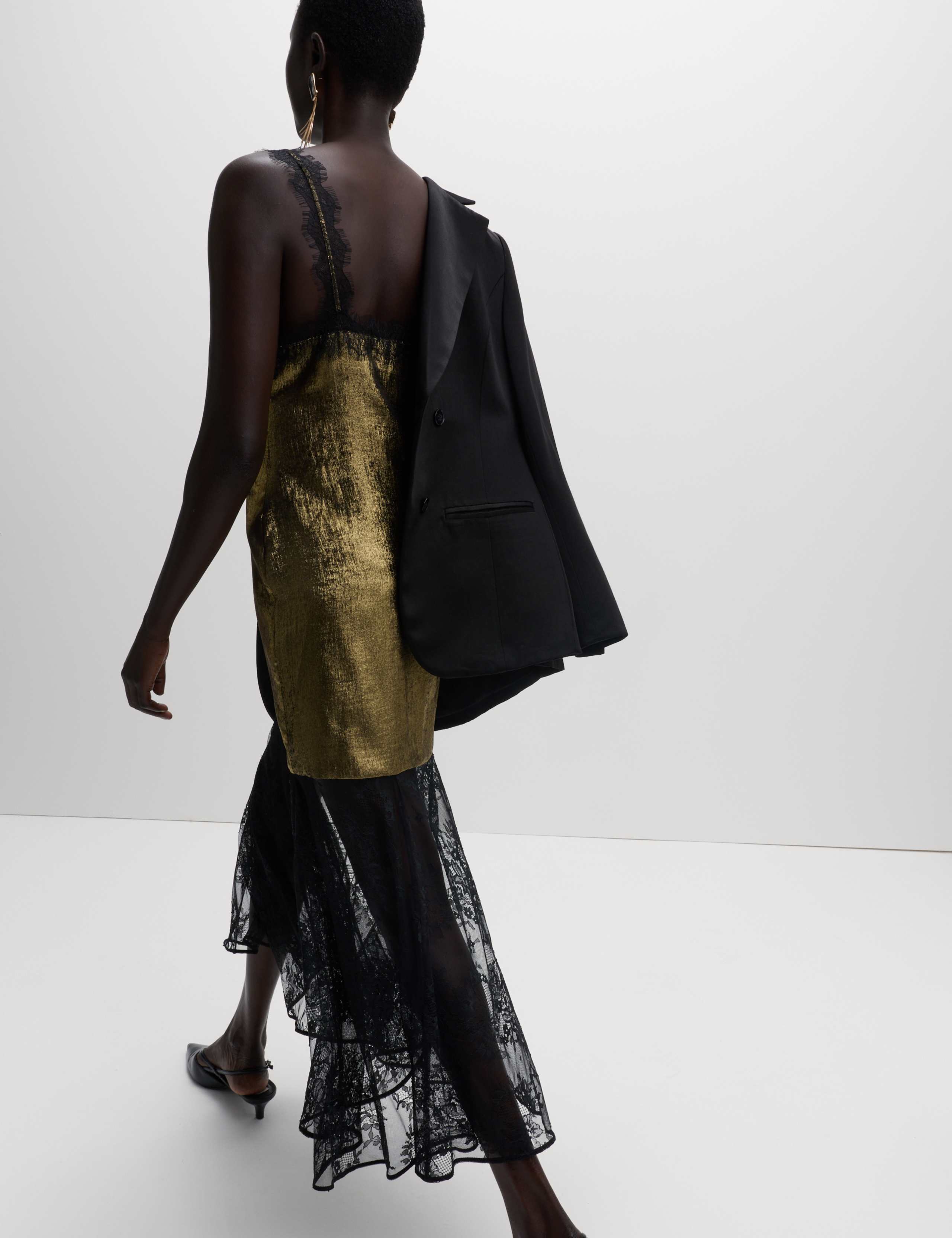 Metallic Lace Midi Slip Dress 5 of 5