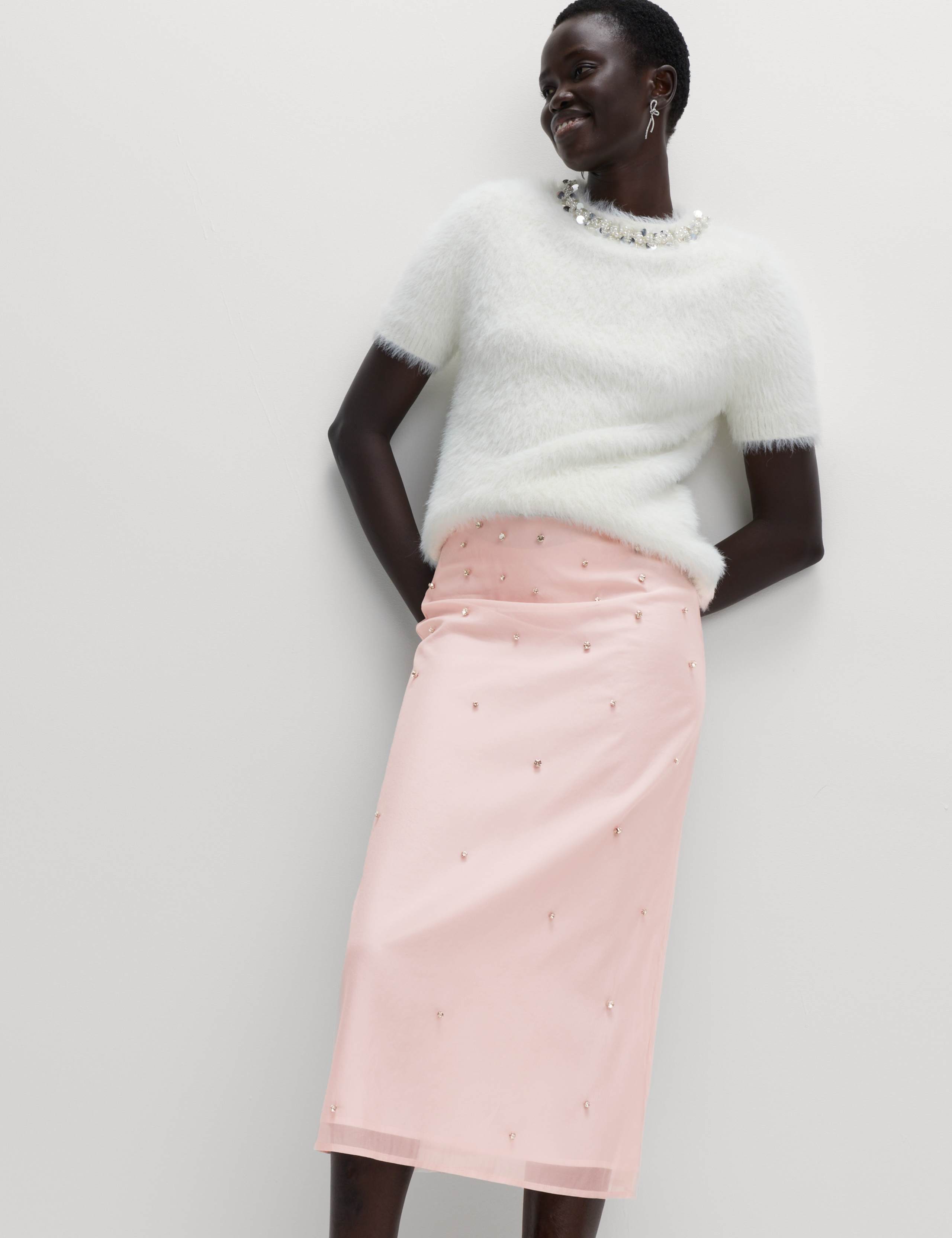 Embellished Midi A-Line Skirt 5 of 7