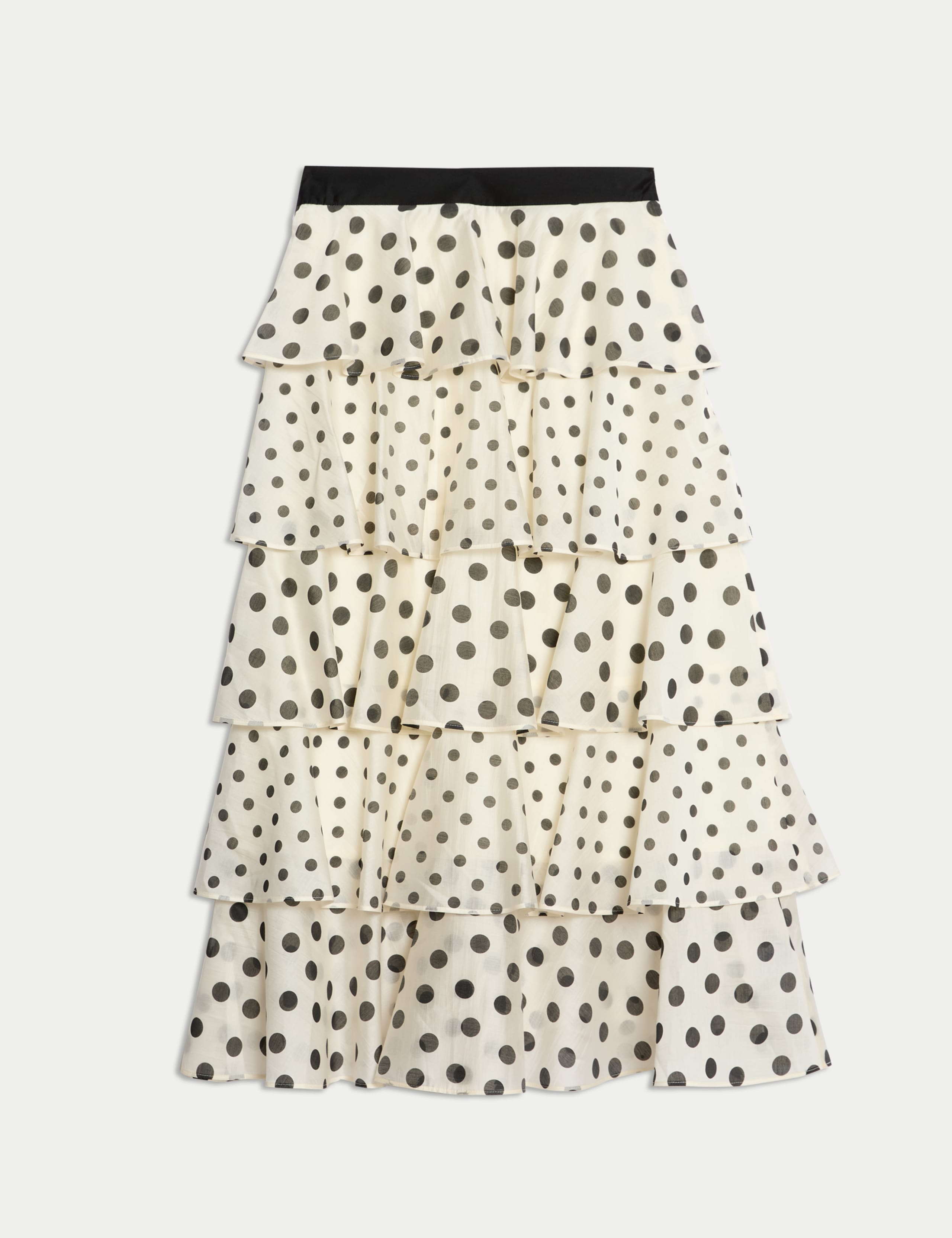 Lyocell Rich Polka Dot Ruffle Midaxi Skirt 2 of 7