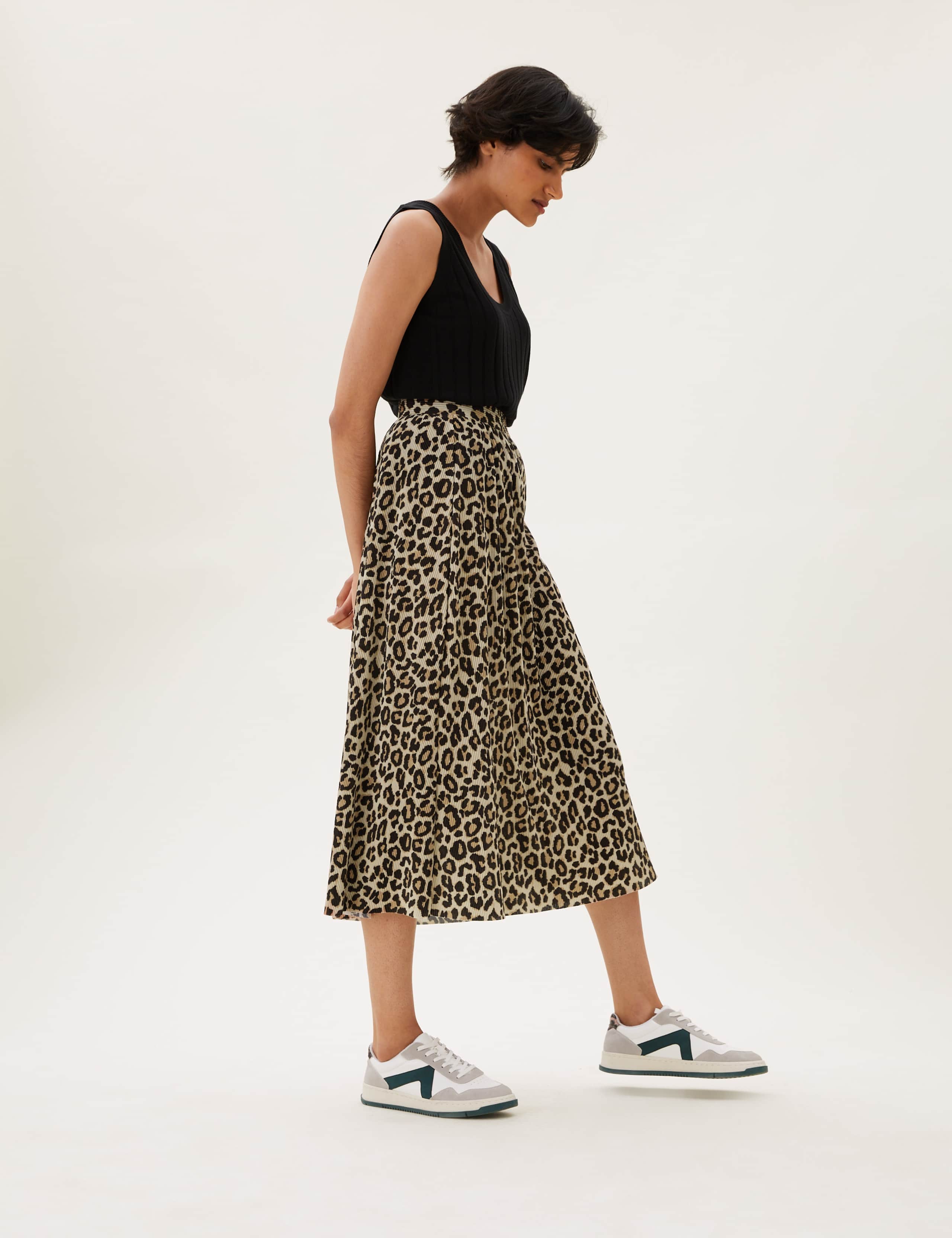 Animal Print Plisse Midaxi A-Line Skirt 3 of 5