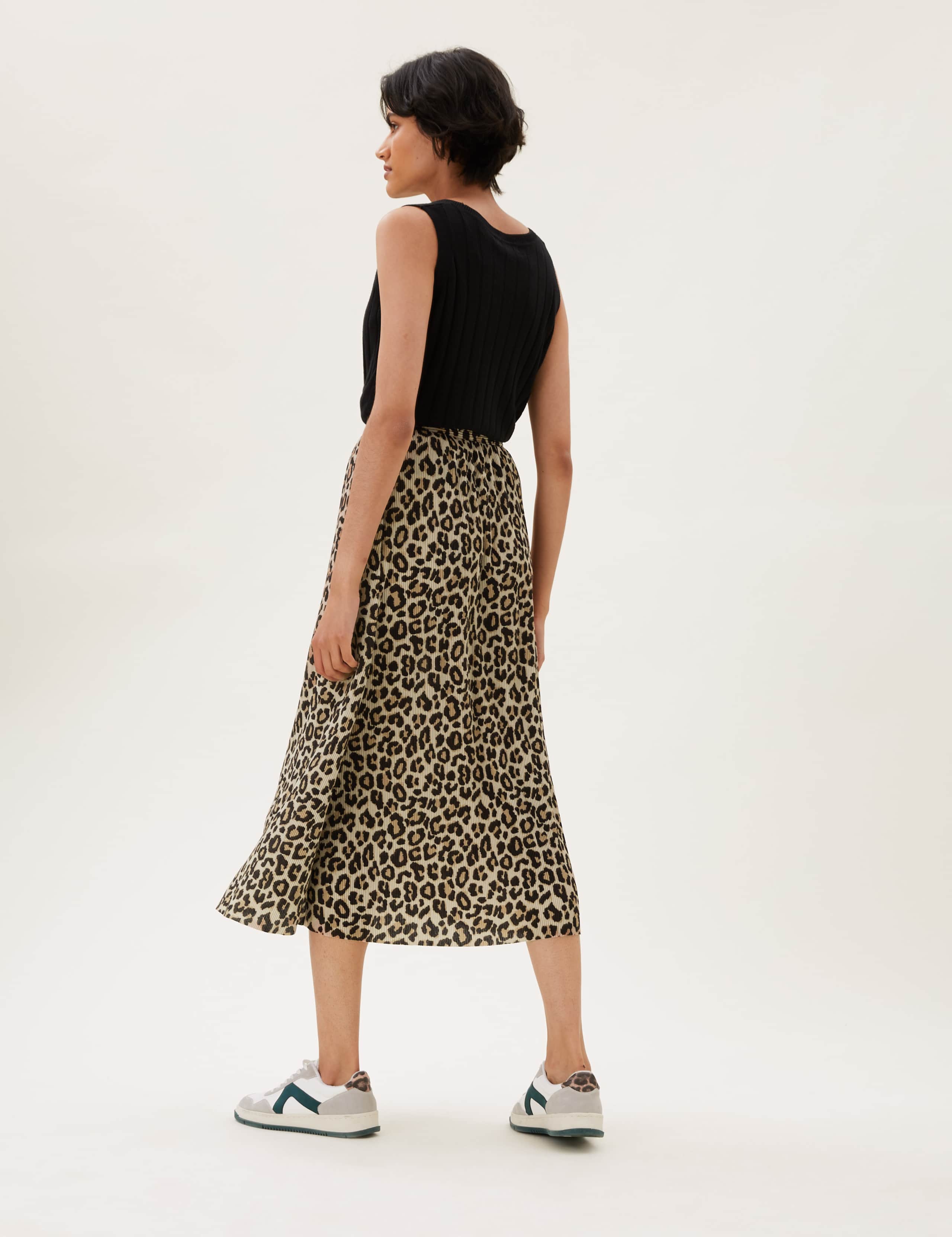 Animal Print Plisse Midaxi A-Line Skirt 4 of 5