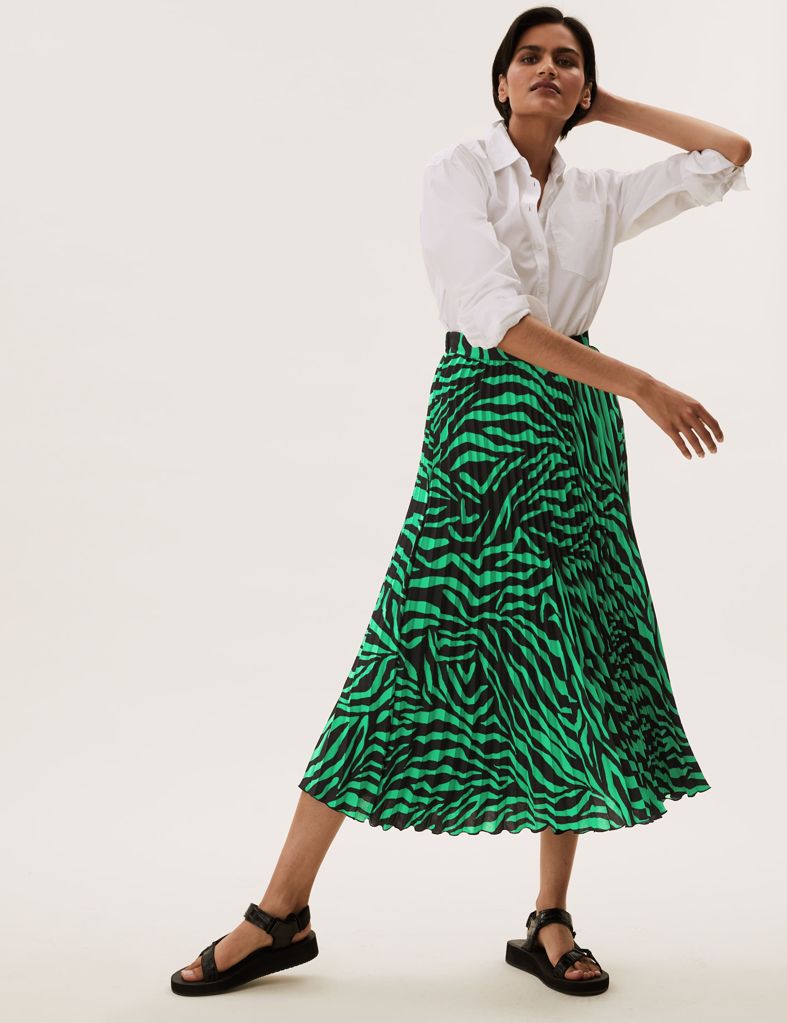 Animal Print Pleated Midaxi Skirt 3 of 6