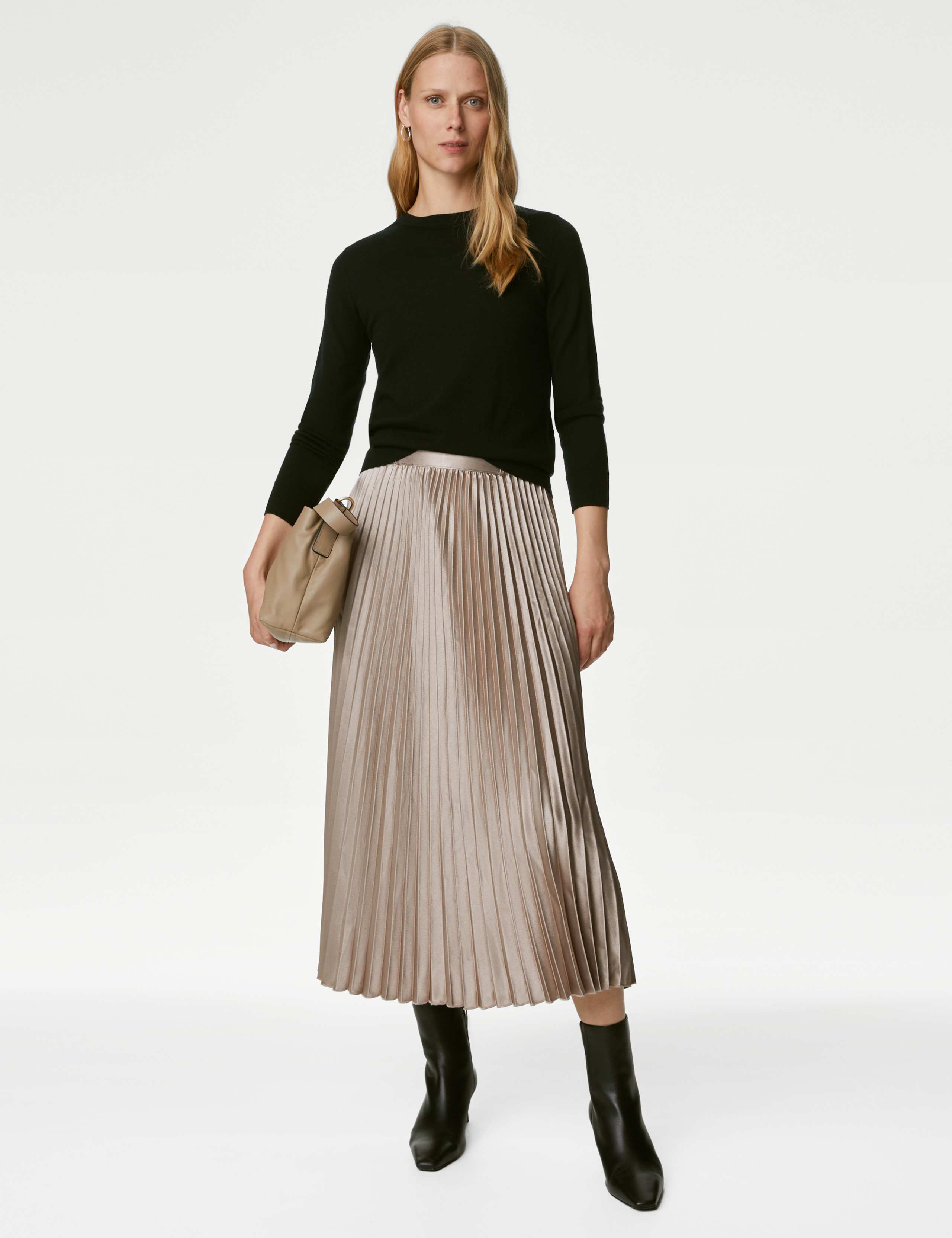 Satin Pleated Midaxi Skirt 1 of 5