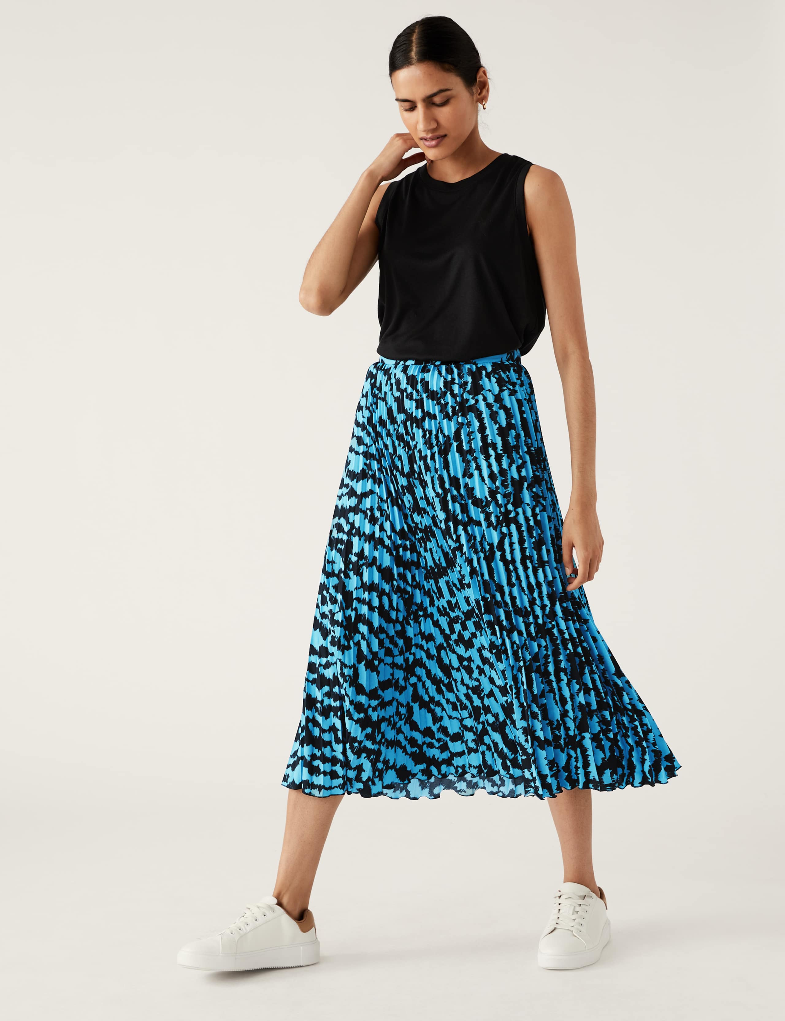 Printed Pleated Midi Skirt 1 of 5