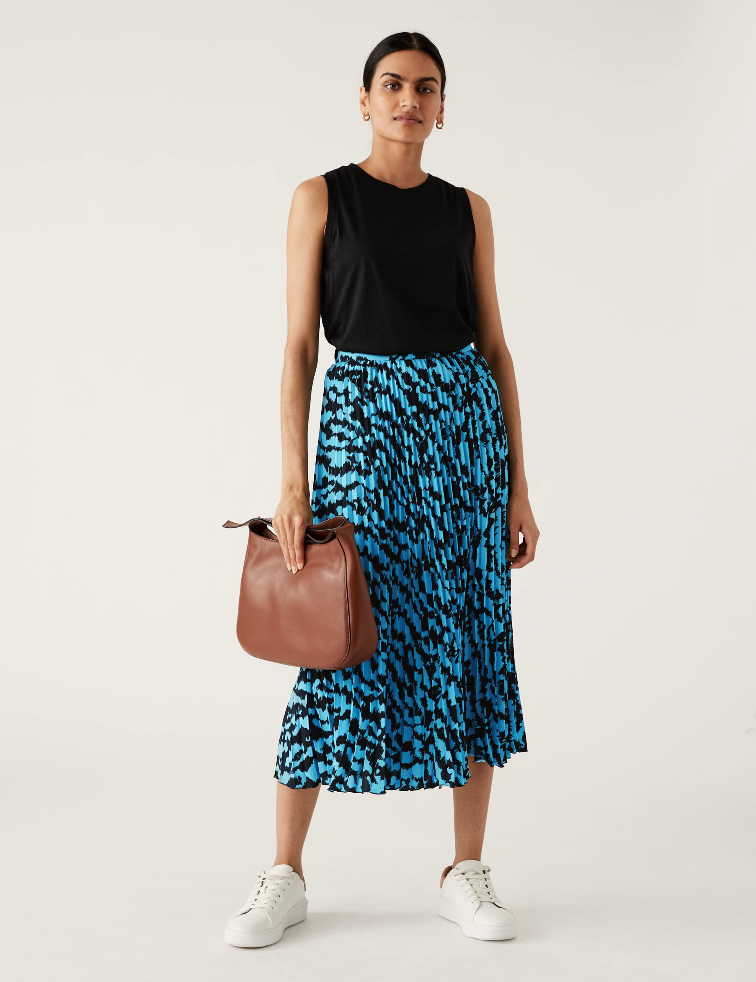 Printed Pleated Midi Skirt 3 of 5