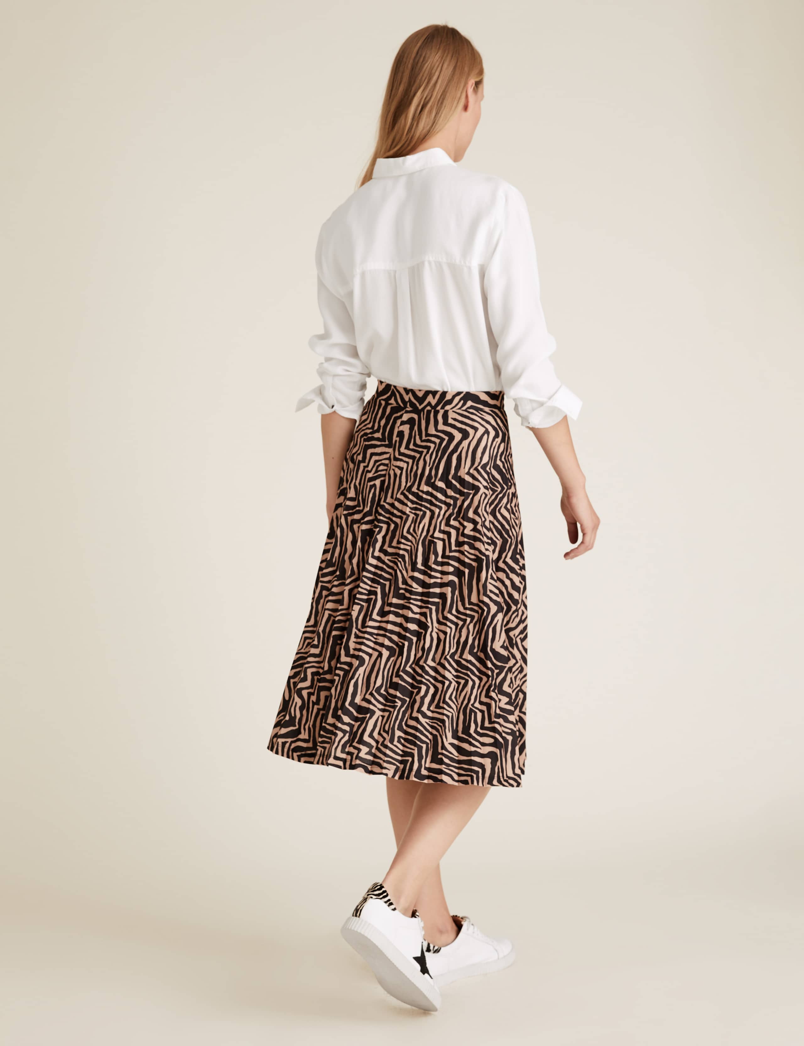 Jersey Zebra Print Pleated Midi Skirt 5 of 5