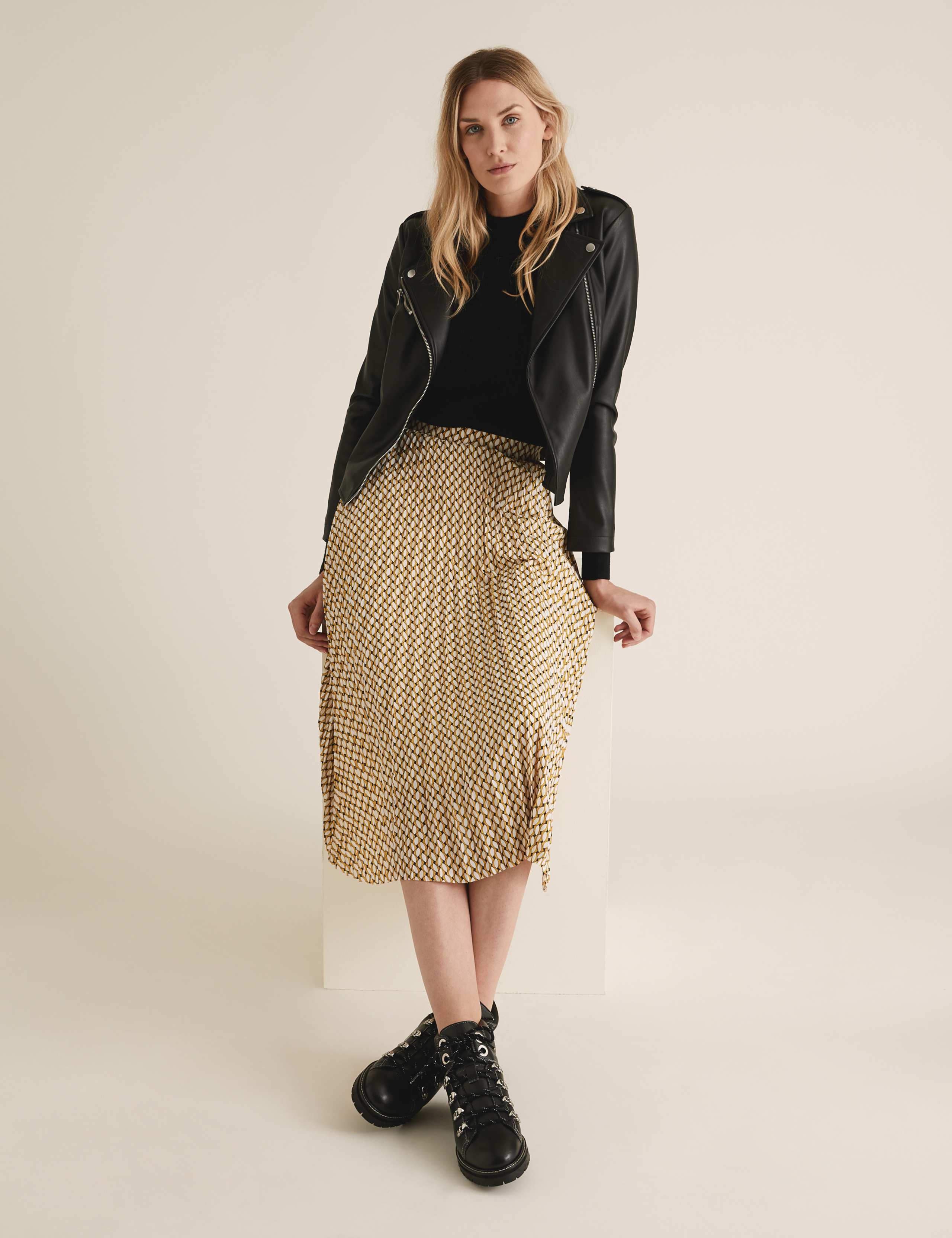 Geometric Pleated Midi Skirt 1 of 7