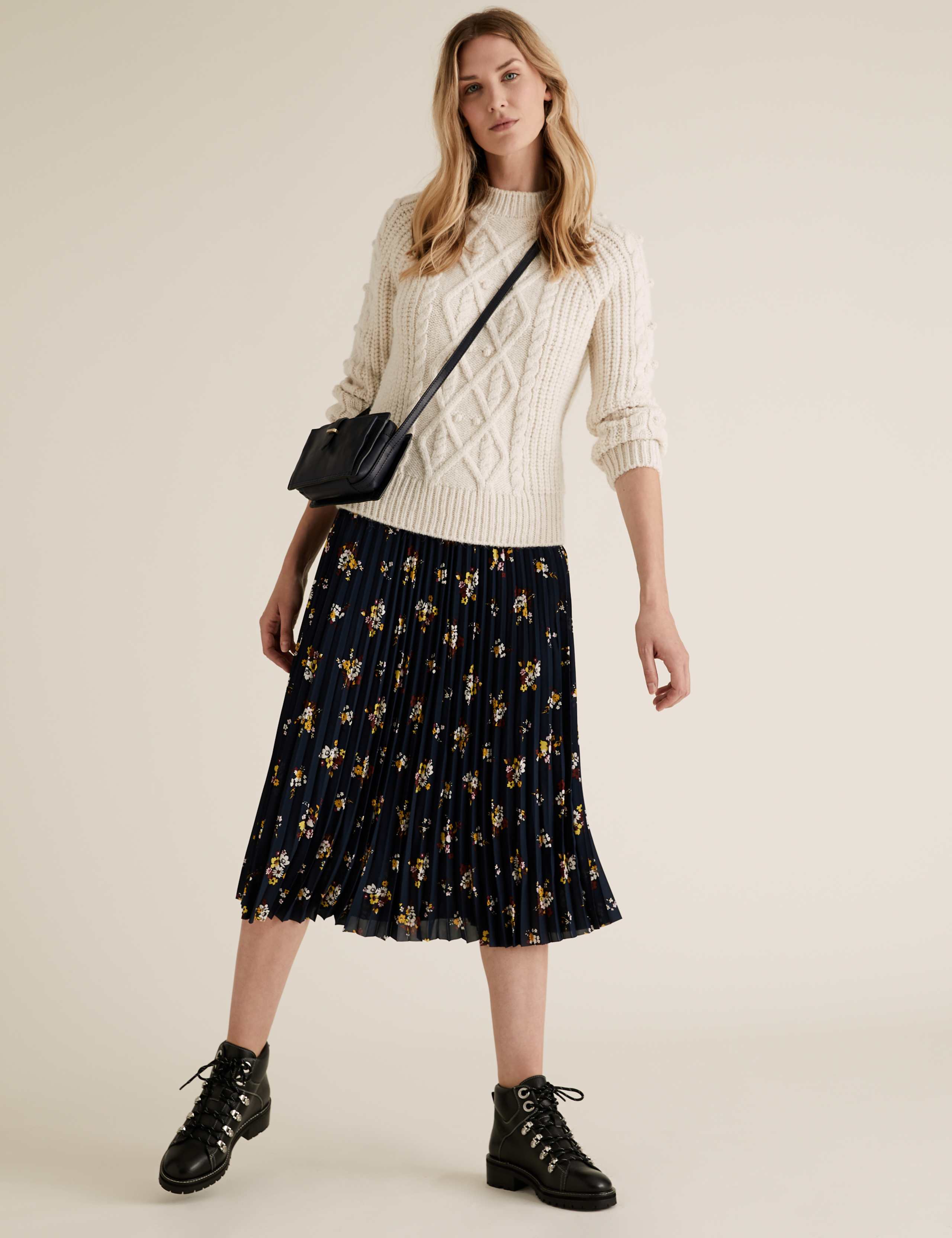 Floral Pleated Midi Skirt 3 of 5